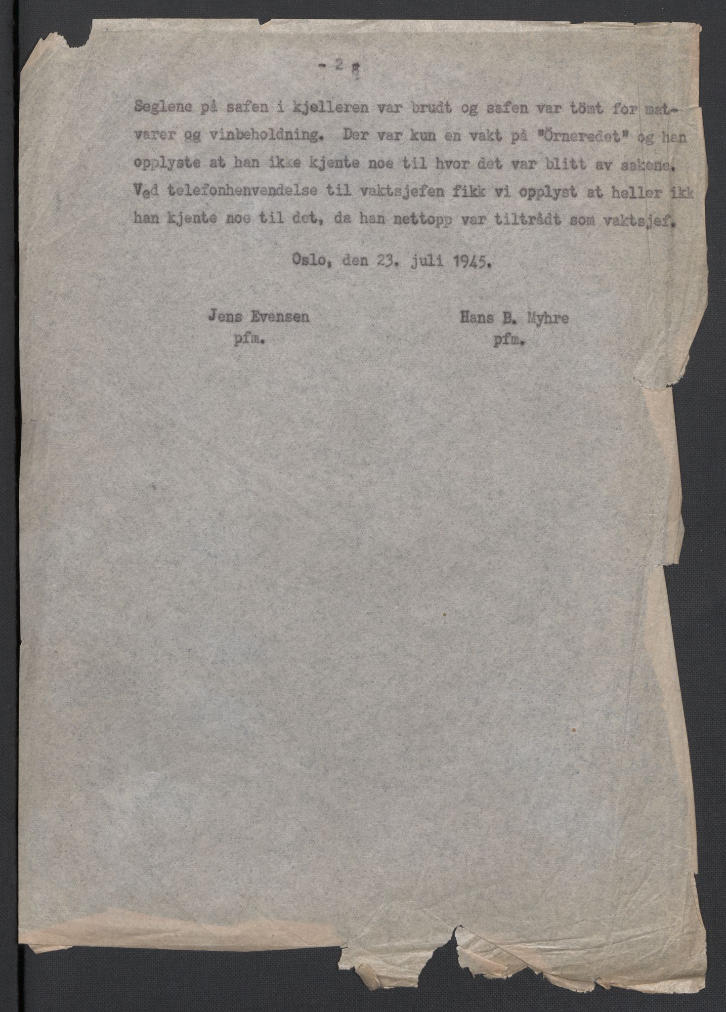 Landssvikarkivet, Oslo politikammer, AV/RA-S-3138-01/D/Da/L0003: Dnr. 29, 1945, p. 2694