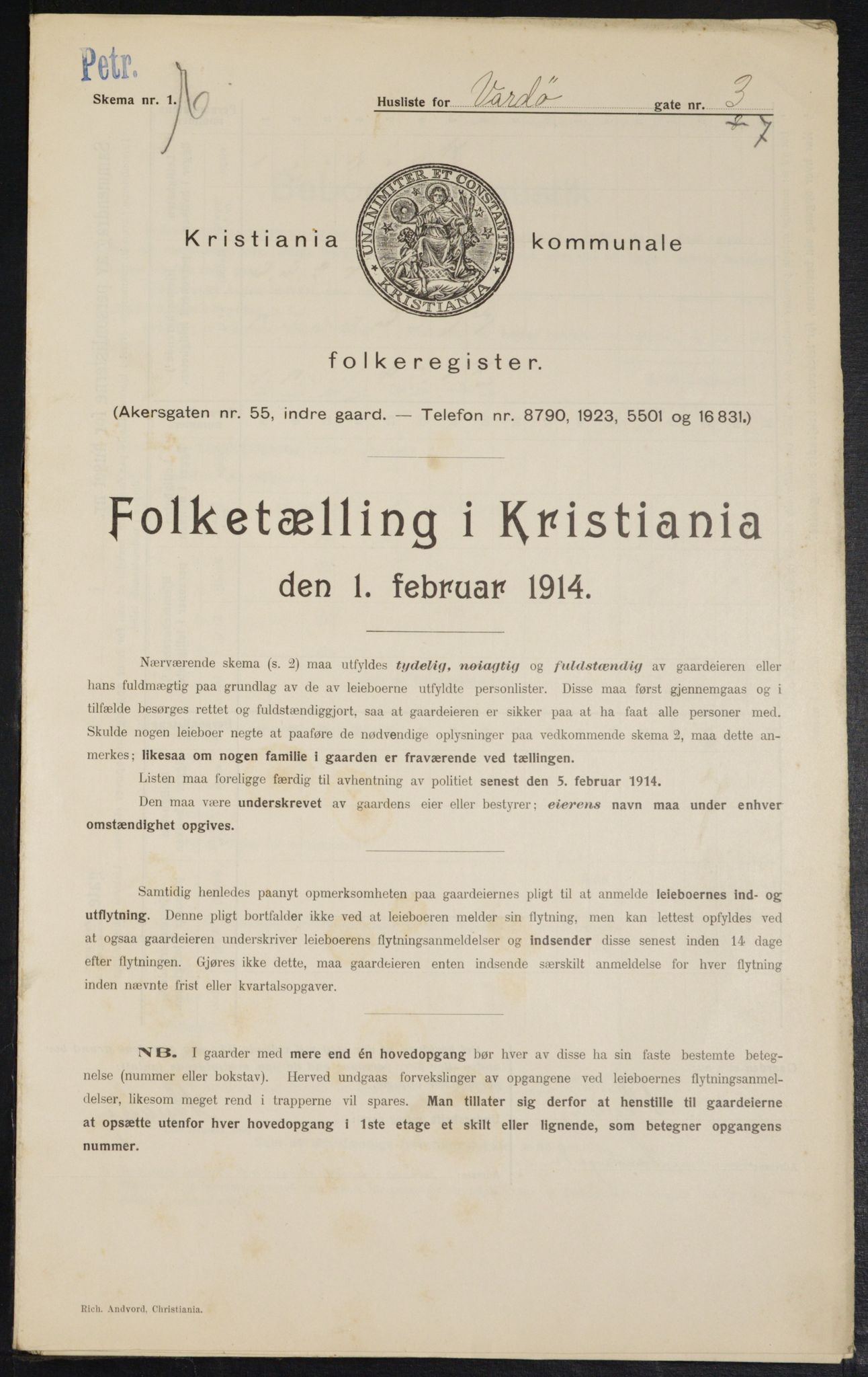 OBA, Municipal Census 1914 for Kristiania, 1914, p. 122929