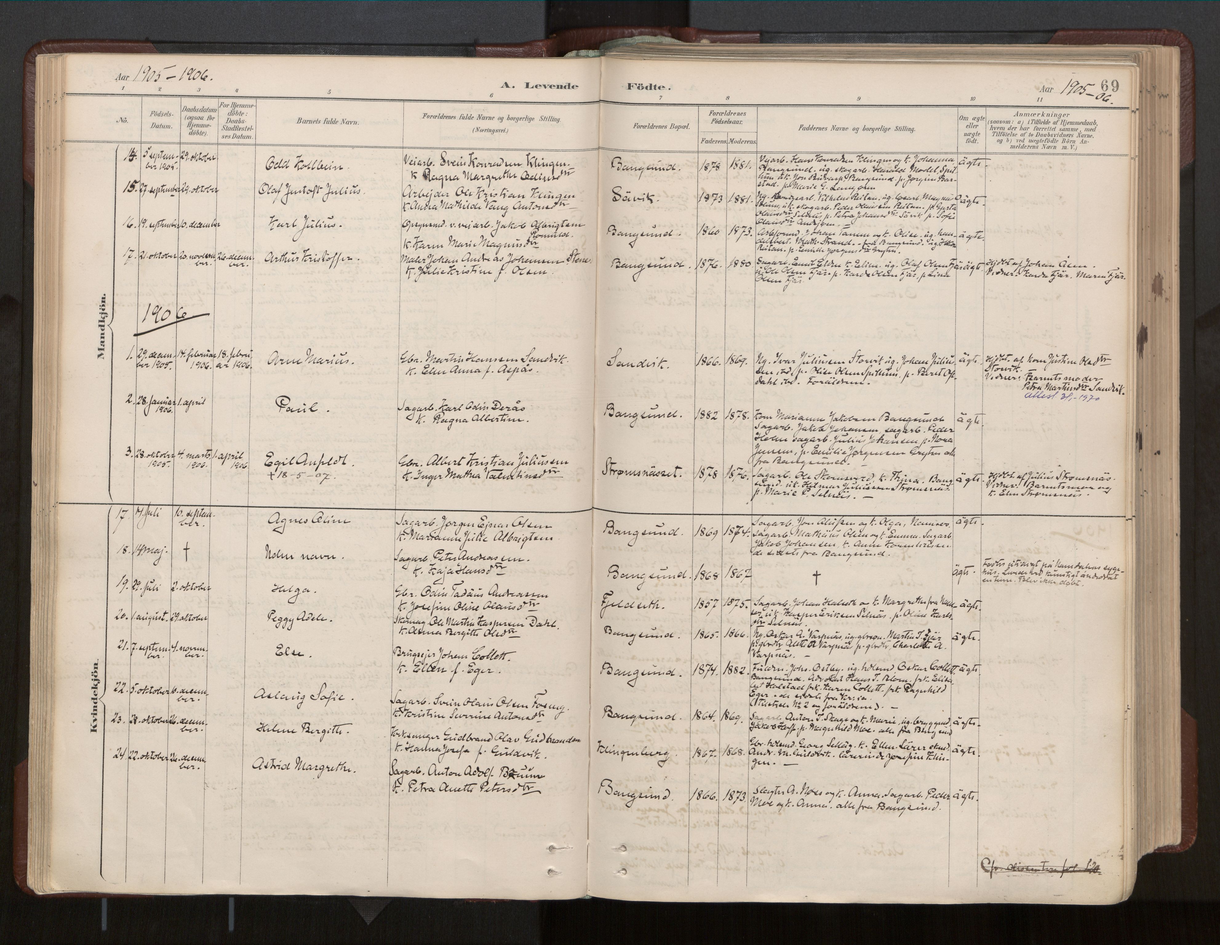 Ministerialprotokoller, klokkerbøker og fødselsregistre - Nord-Trøndelag, SAT/A-1458/770/L0589: Parish register (official) no. 770A03, 1887-1929, p. 69