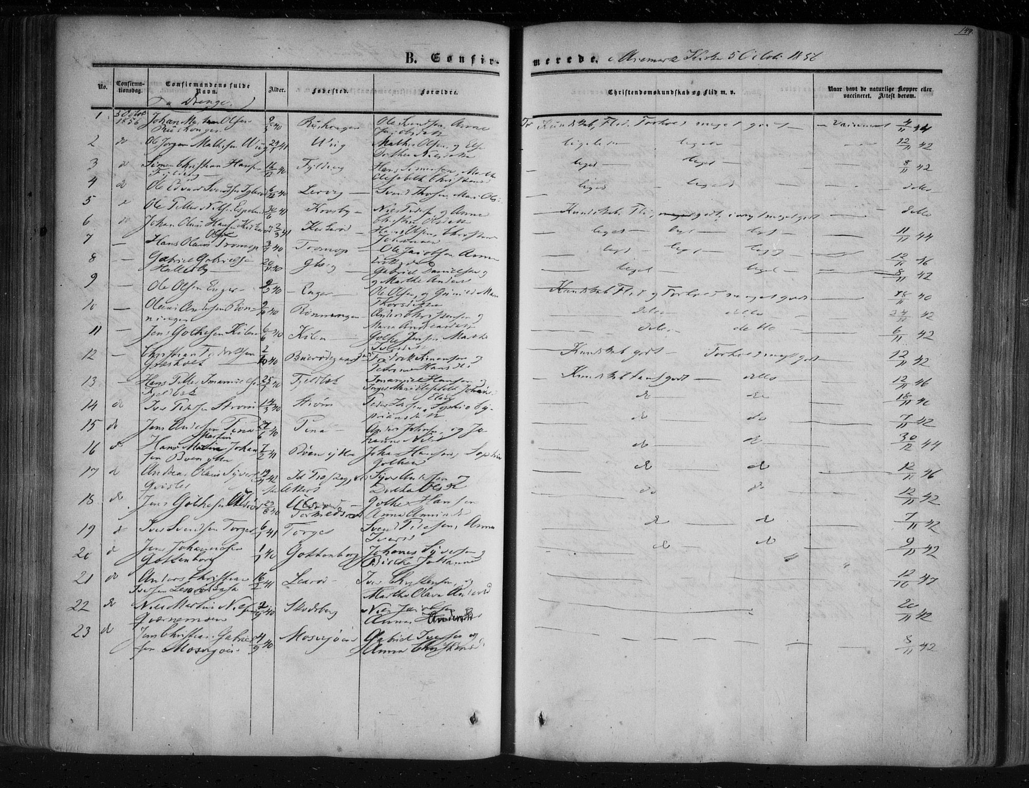 Aremark prestekontor Kirkebøker, SAO/A-10899/F/Fc/L0003: Parish register (official) no. III 3, 1850-1865, p. 149