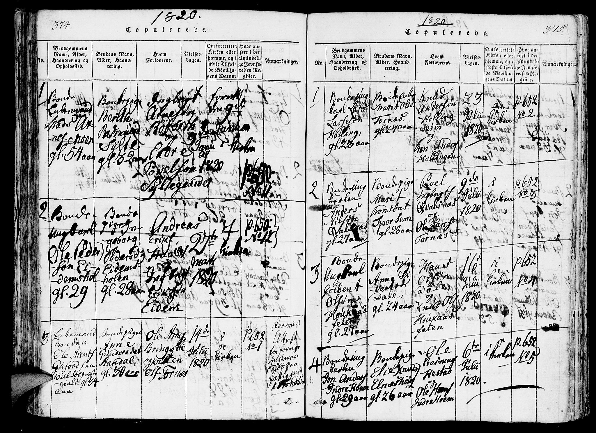 Ministerialprotokoller, klokkerbøker og fødselsregistre - Møre og Romsdal, AV/SAT-A-1454/565/L0747: Parish register (official) no. 565A01, 1817-1844, p. 374-375