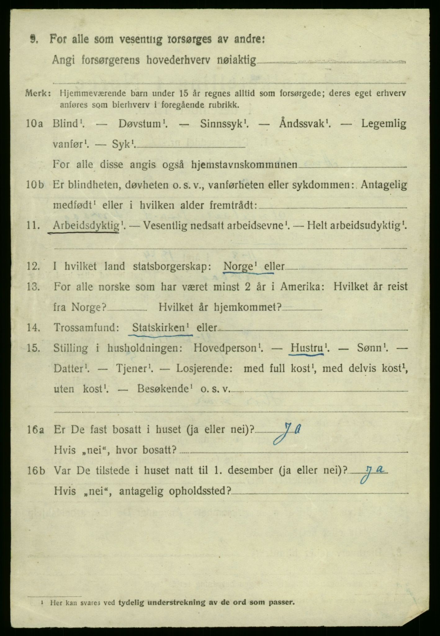 SAB, 1920 census for Austrheim, 1920, p. 1023