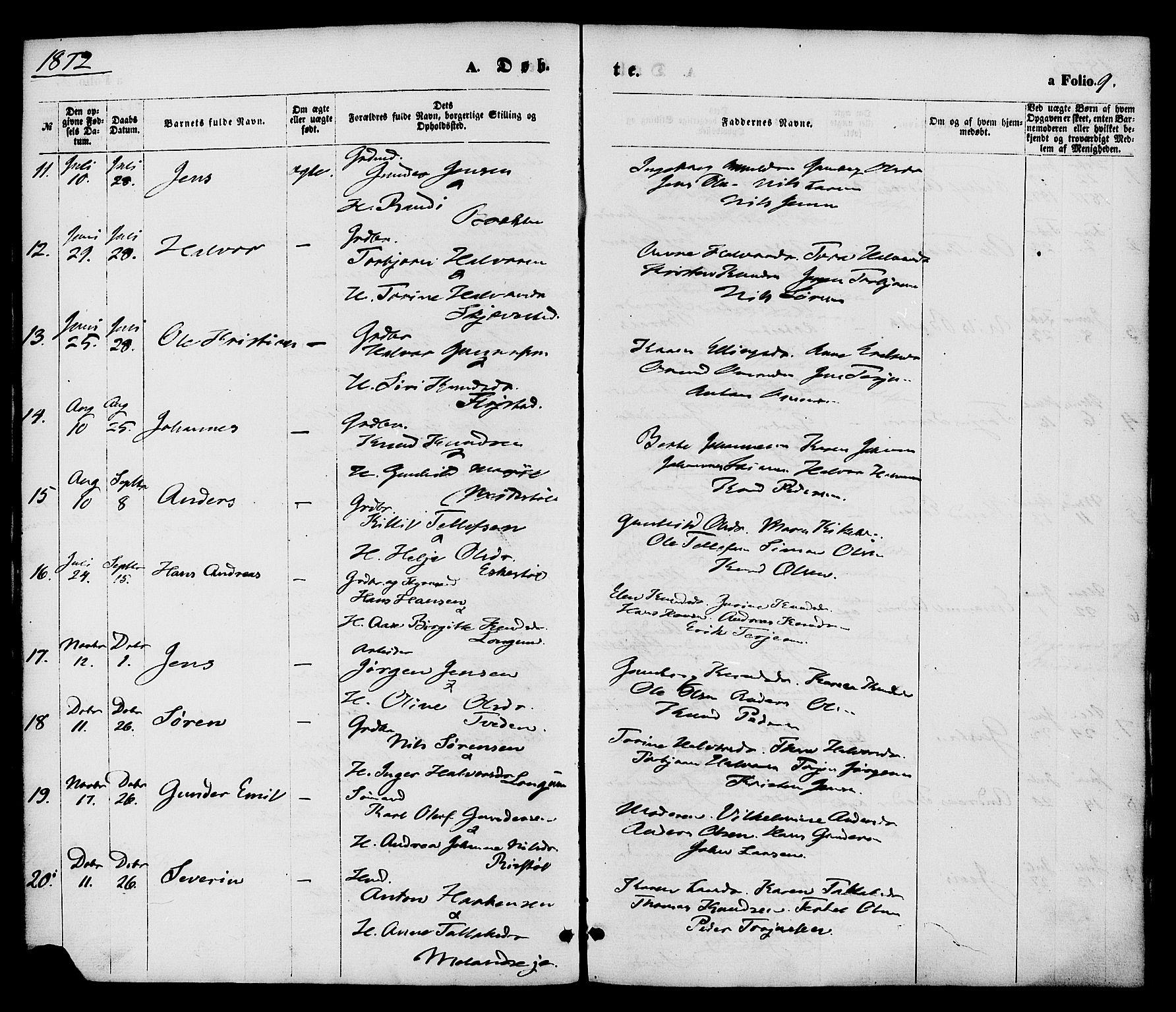 Austre Moland sokneprestkontor, AV/SAK-1111-0001/F/Fa/Faa/L0009: Parish register (official) no. A 9, 1869-1879, p. 9