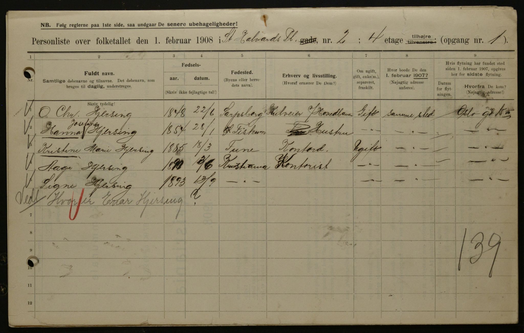 OBA, Municipal Census 1908 for Kristiania, 1908, p. 79236