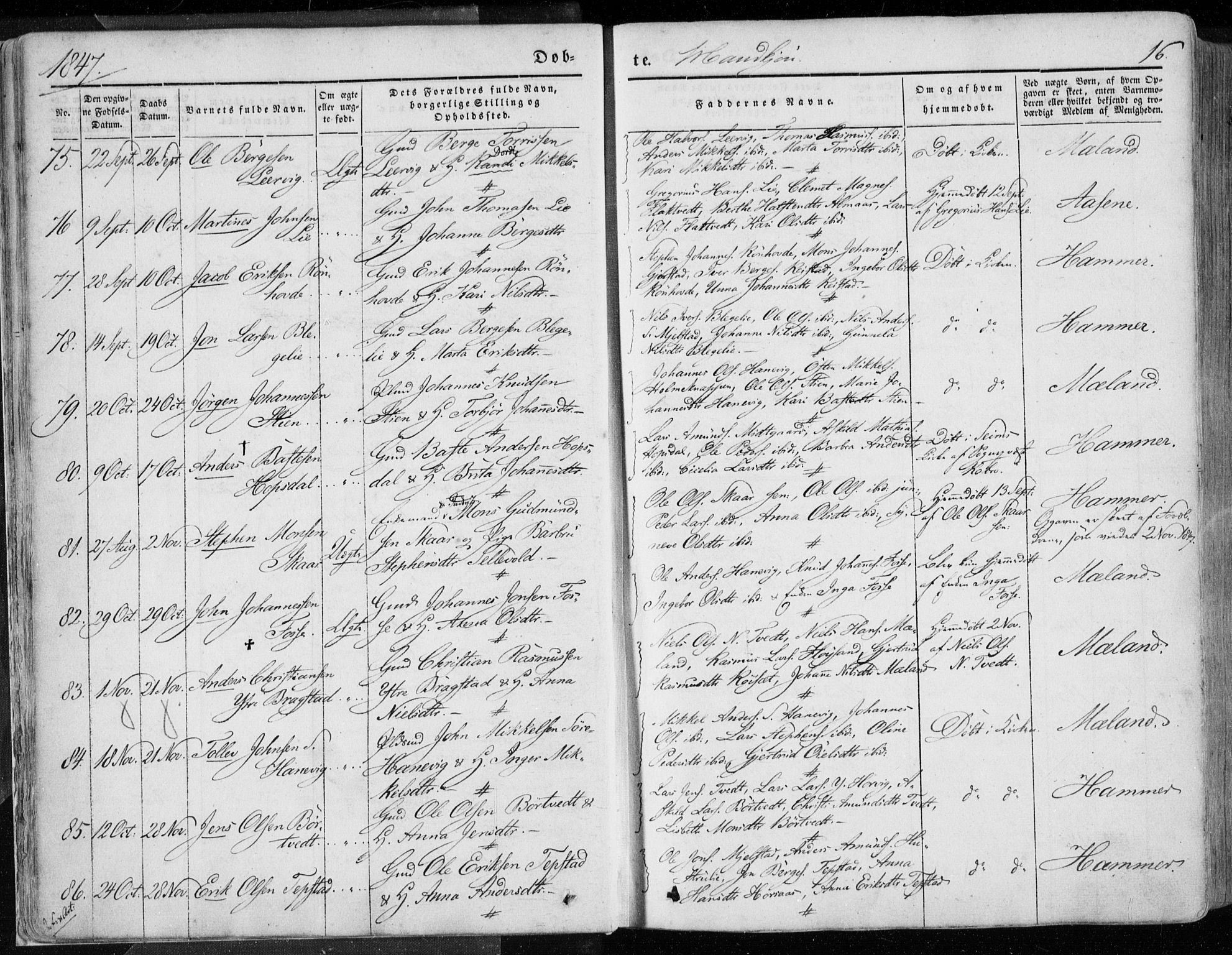 Hamre sokneprestembete, AV/SAB-A-75501/H/Ha/Haa/Haaa/L0013: Parish register (official) no. A 13, 1846-1857, p. 16