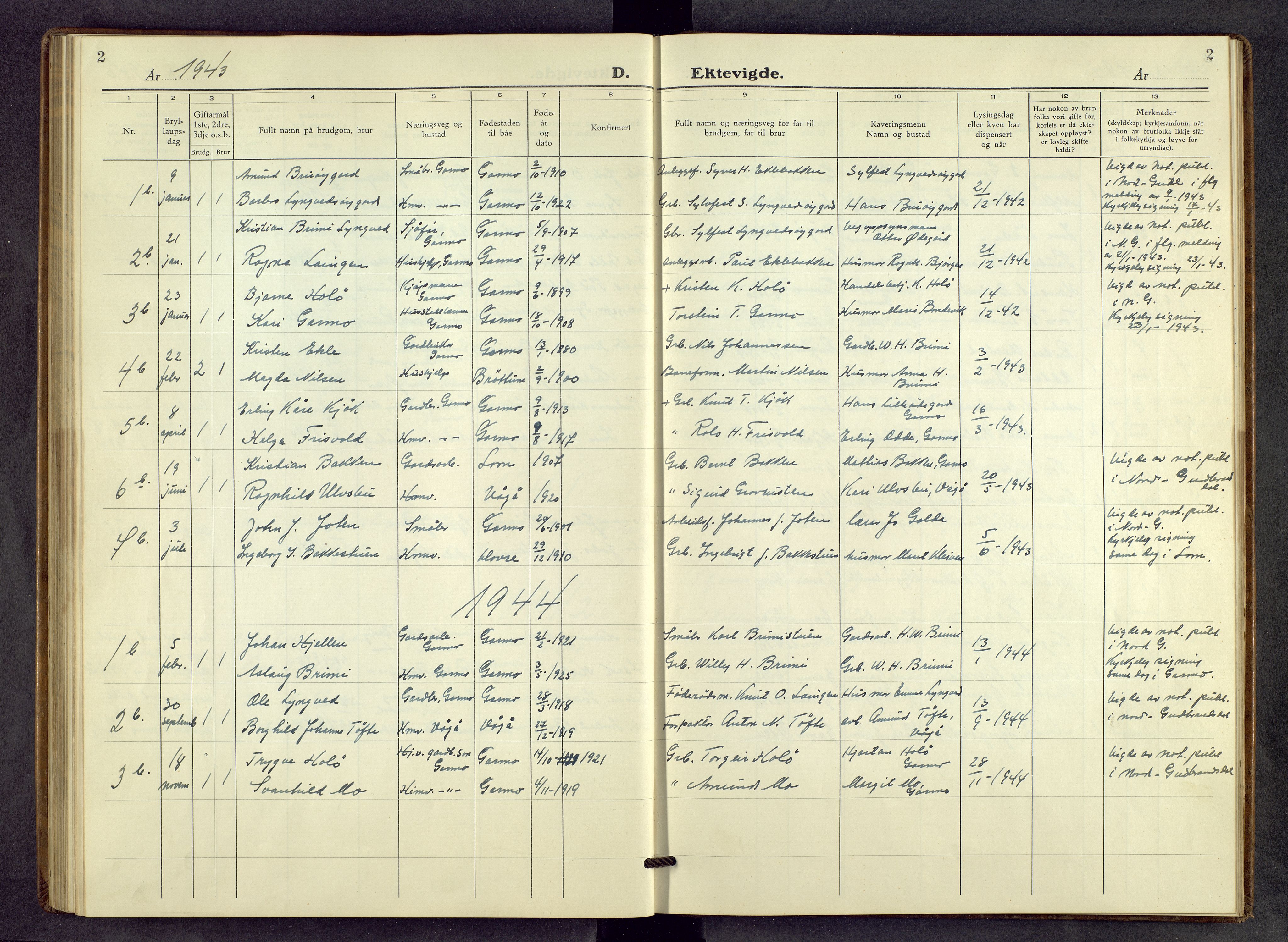 Lom prestekontor, AV/SAH-PREST-070/L/L0010: Parish register (copy) no. 10, 1940-1963, p. 2