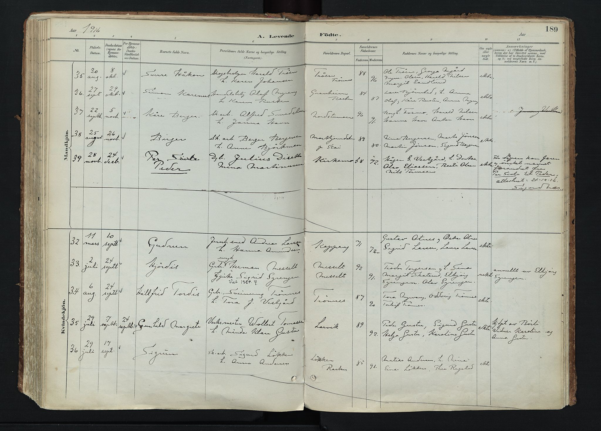 Stor-Elvdal prestekontor, AV/SAH-PREST-052/H/Ha/Haa/L0004: Parish register (official) no. 4, 1890-1922, p. 189