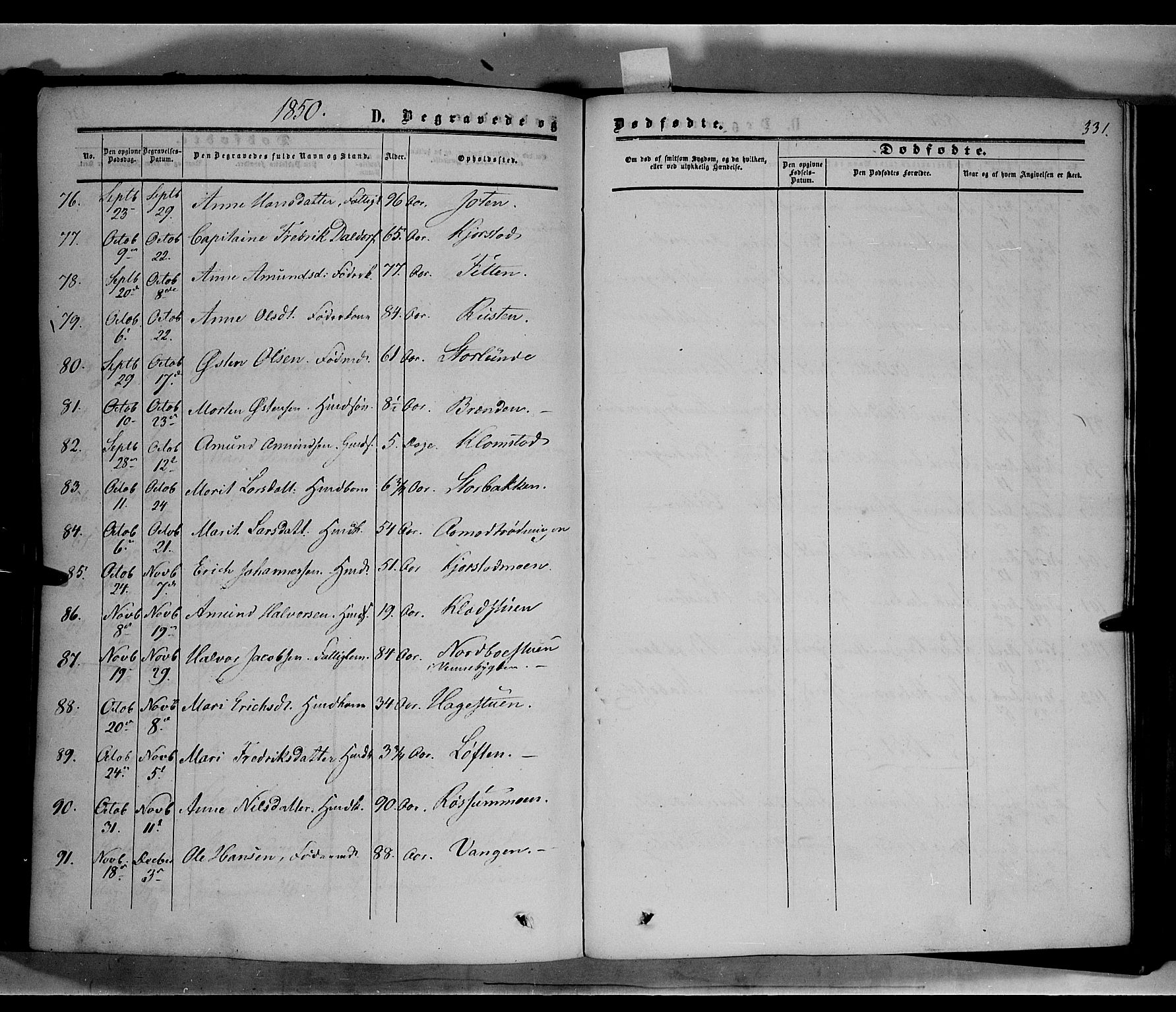 Sør-Fron prestekontor, SAH/PREST-010/H/Ha/Haa/L0001: Parish register (official) no. 1, 1849-1863, p. 331