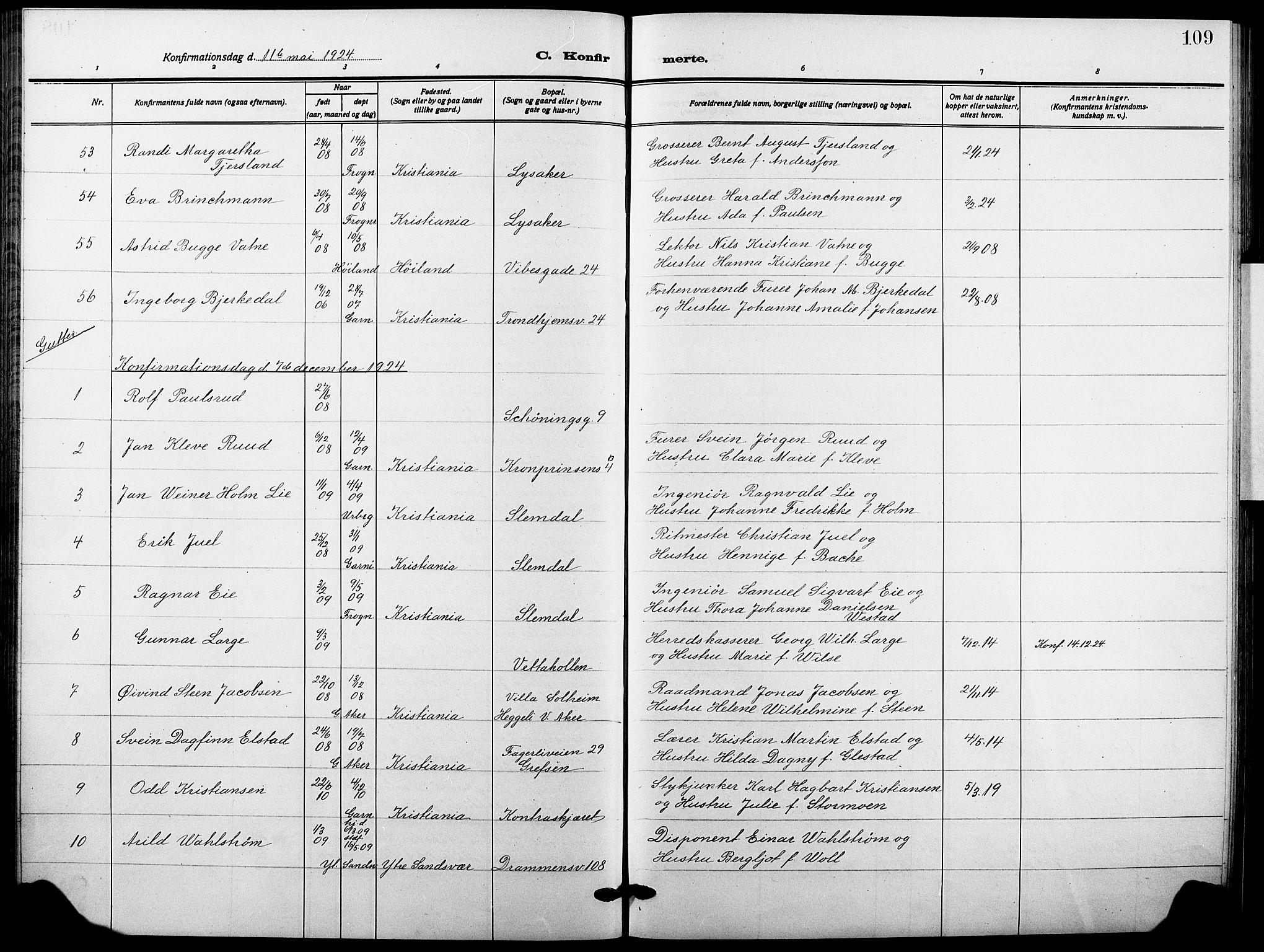 Garnisonsmenigheten Kirkebøker, AV/SAO-A-10846/F/Fa/L0016: Parish register (official) no. 16, 1922-1930, p. 109