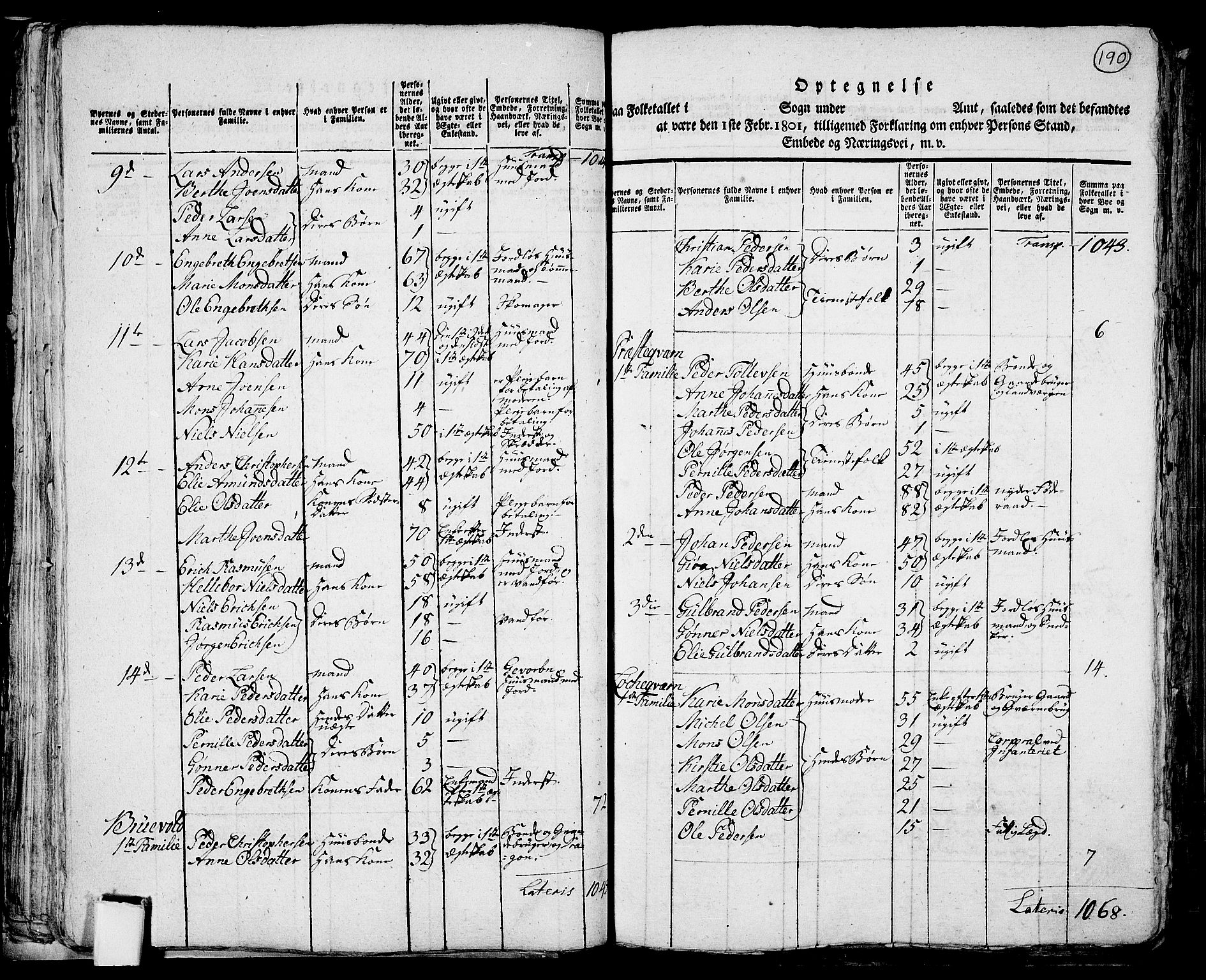 RA, 1801 census for 0412P Ringsaker, 1801, p. 189b-190a