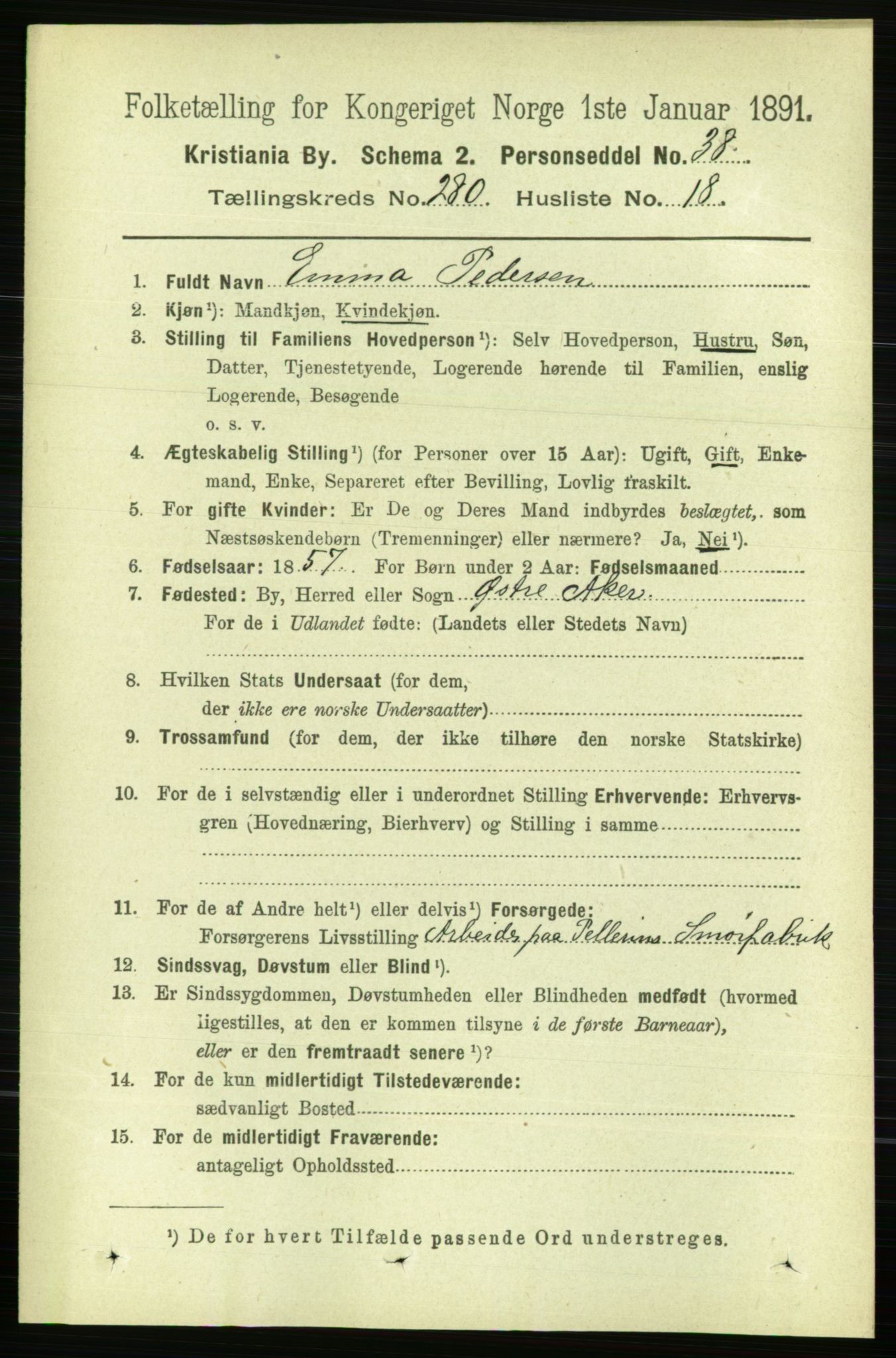 RA, 1891 census for 0301 Kristiania, 1891, p. 170615