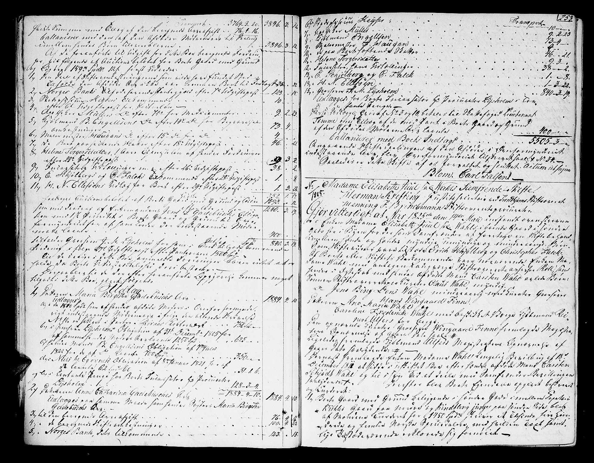 Trondheim byfogd, AV/SAT-A-0003/1/3/3A/L0027: Skifteprotokoll - gml.nr.22. (m/ register) U, 1825-1829, p. 252b-253a