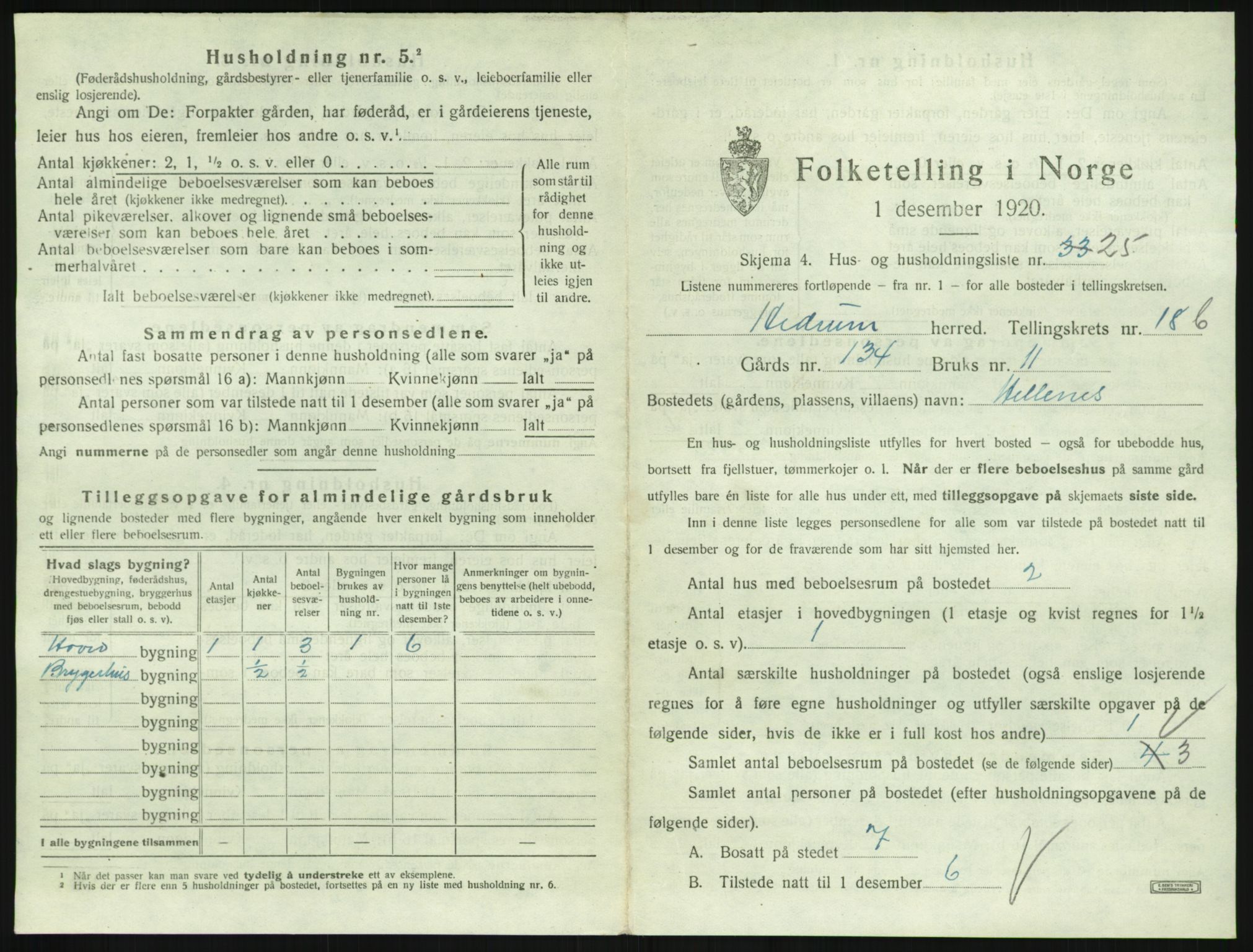 SAKO, 1920 census for Hedrum, 1920, p. 1657