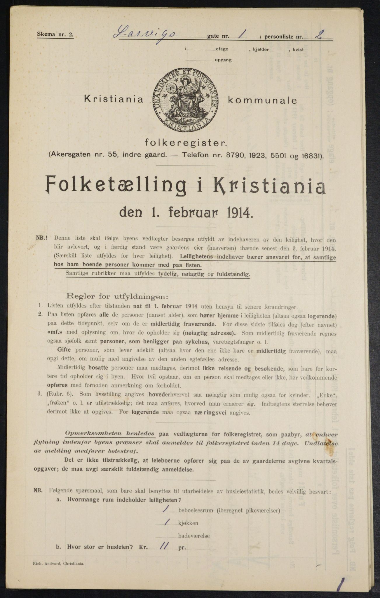 OBA, Municipal Census 1914 for Kristiania, 1914, p. 56995