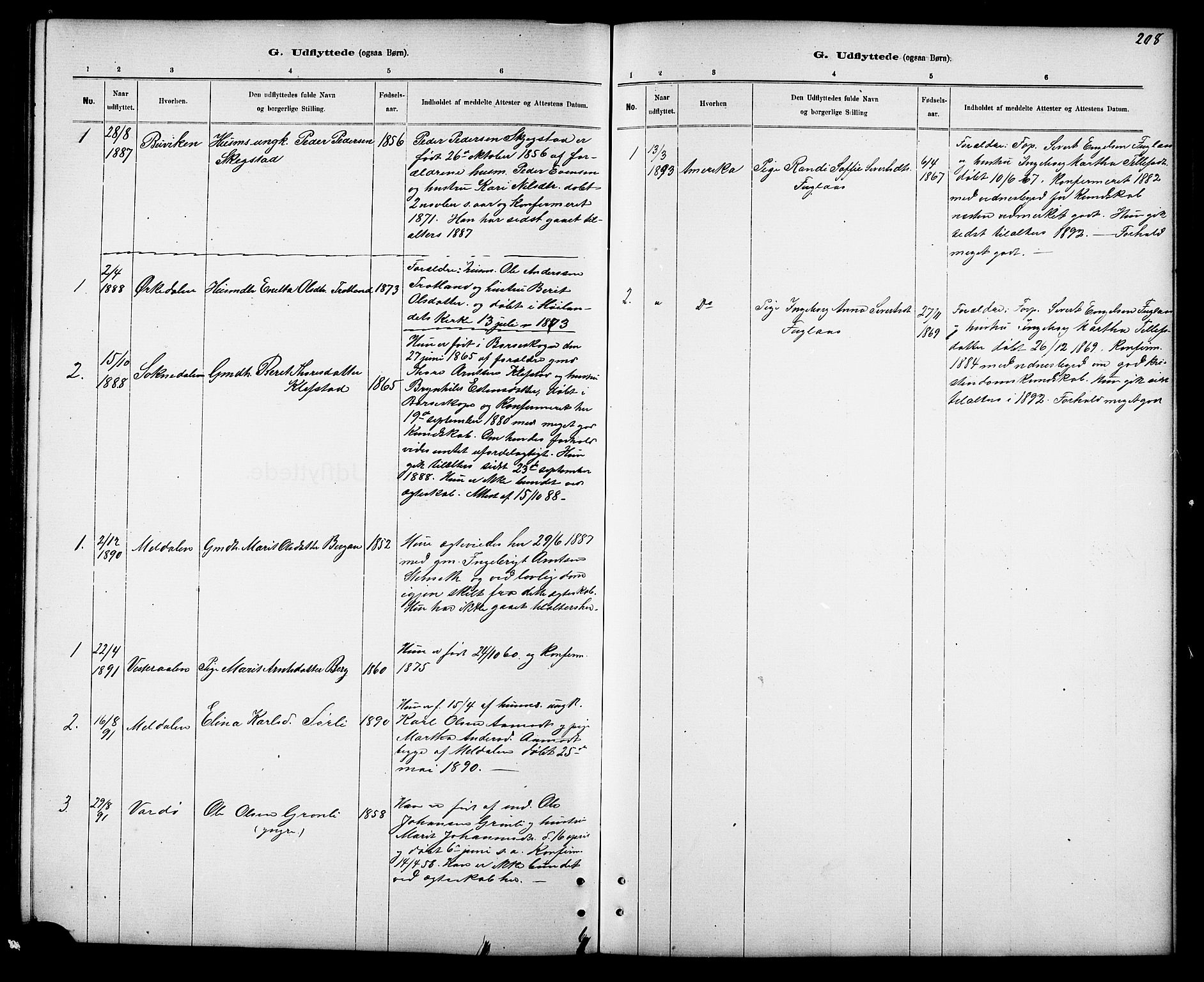 Ministerialprotokoller, klokkerbøker og fødselsregistre - Sør-Trøndelag, SAT/A-1456/694/L1132: Parish register (copy) no. 694C04, 1887-1914, p. 208