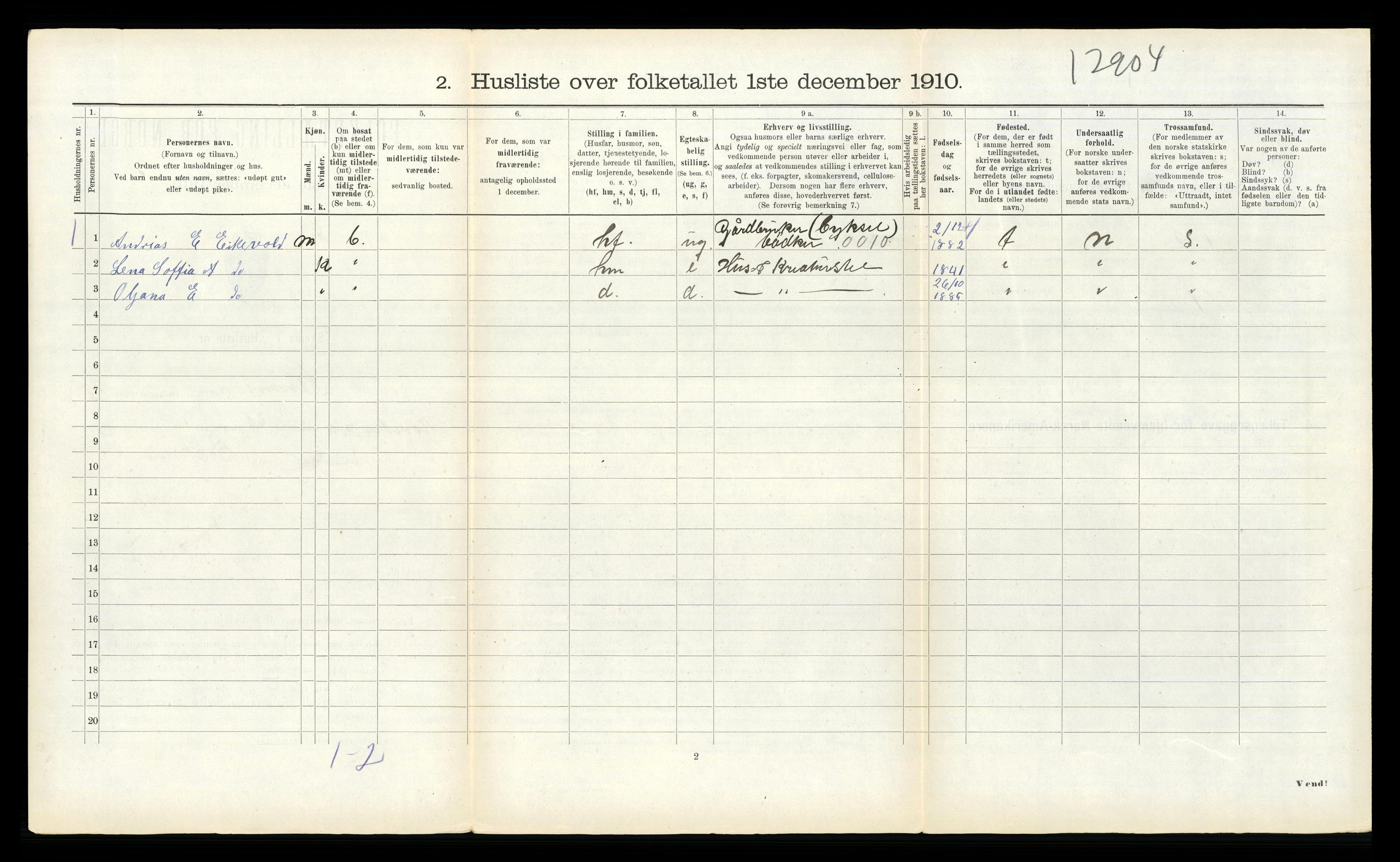 RA, 1910 census for Kinn, 1910, p. 1559