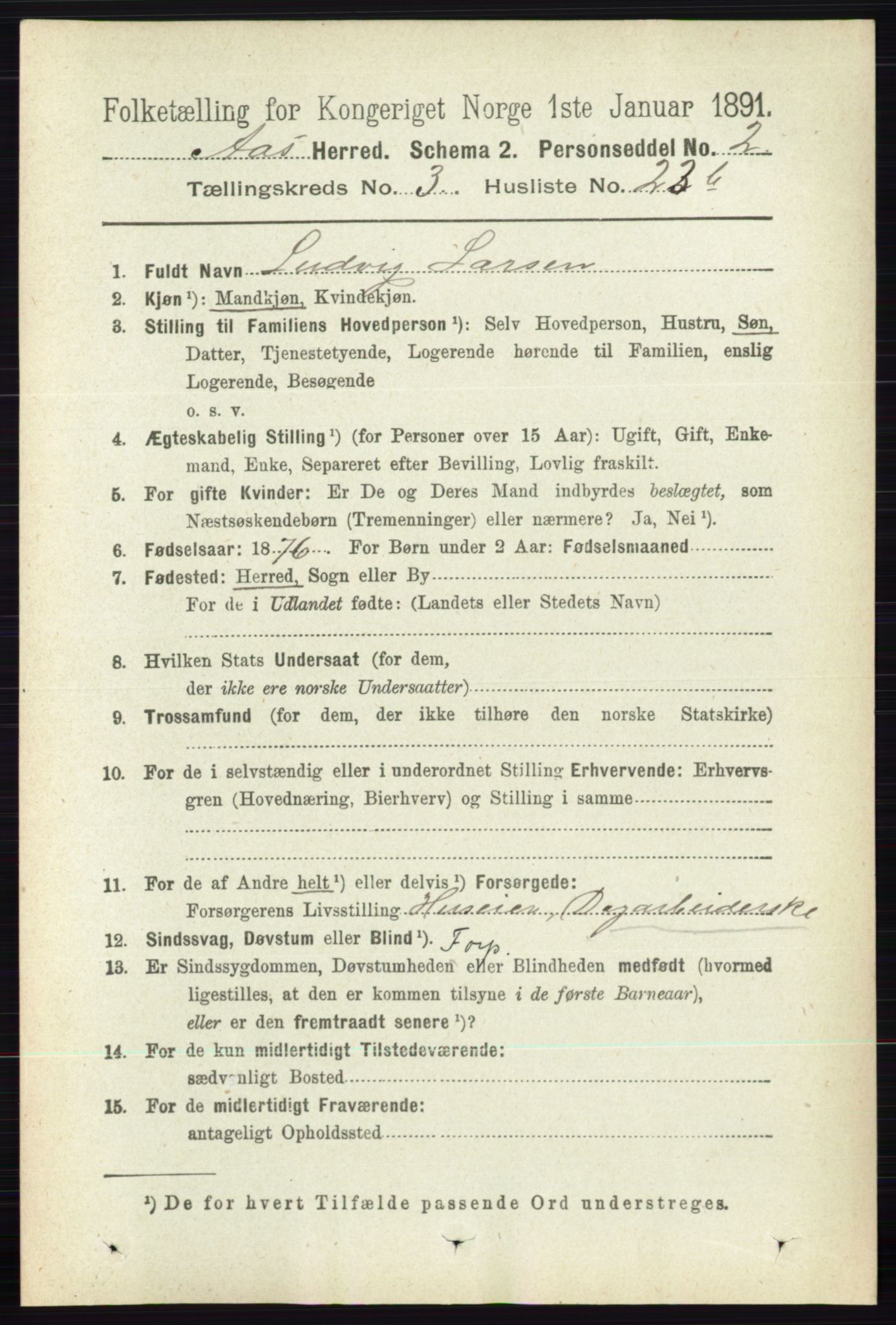 RA, 1891 census for 0214 Ås, 1891, p. 2896