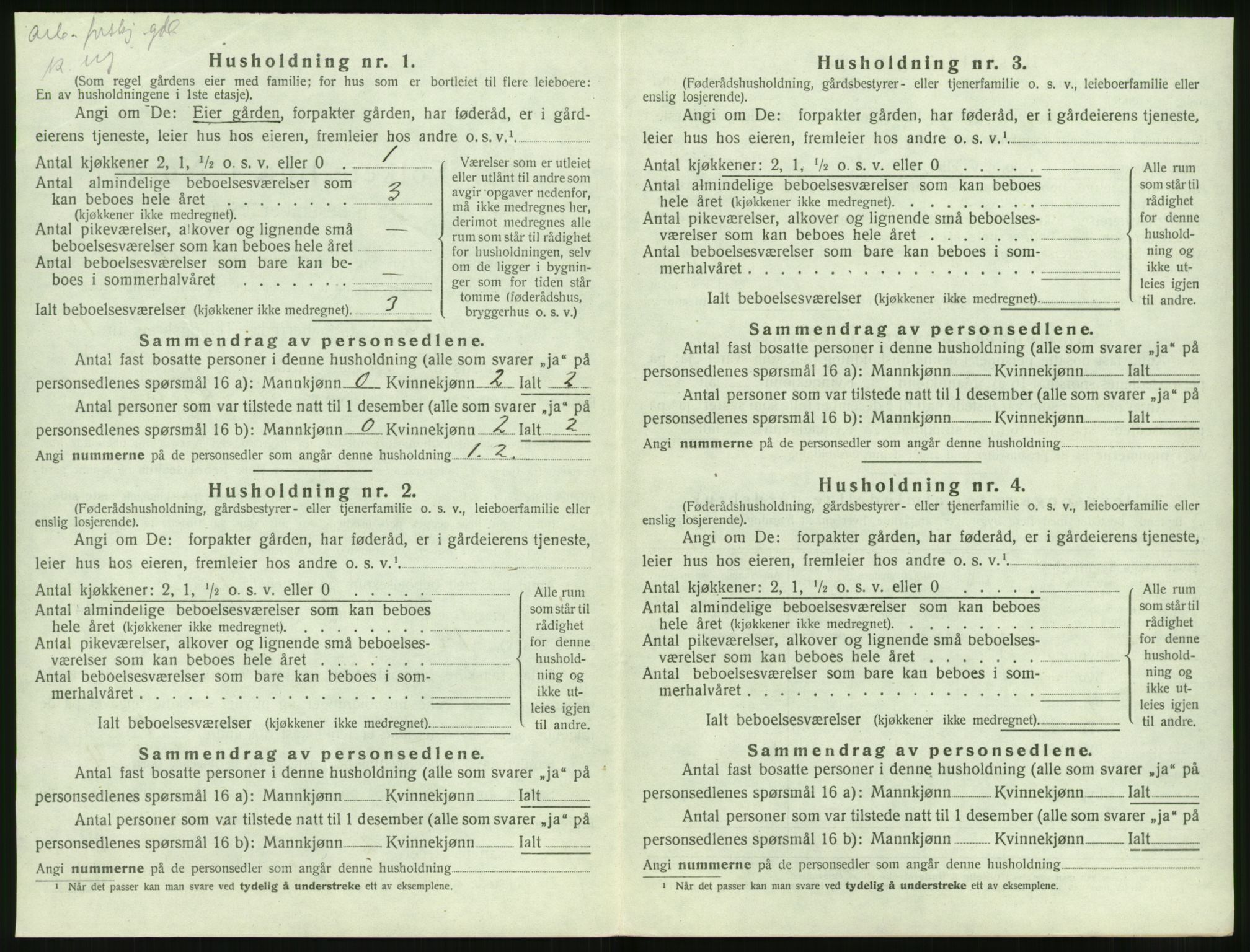 SAT, 1920 census for Volda, 1920, p. 1087