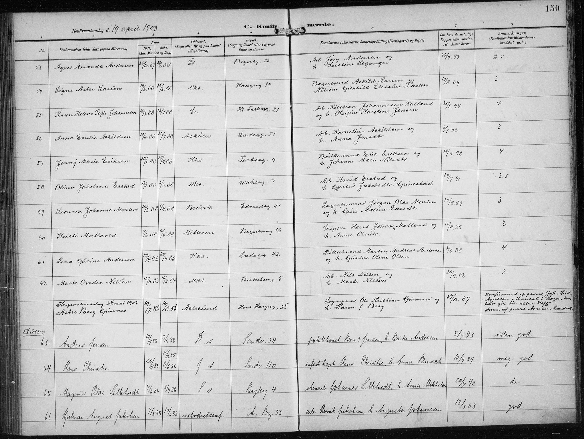 Sandviken Sokneprestembete, AV/SAB-A-77601/H/Ha/L0010: Parish register (official) no. C 1, 1895-1905, p. 150