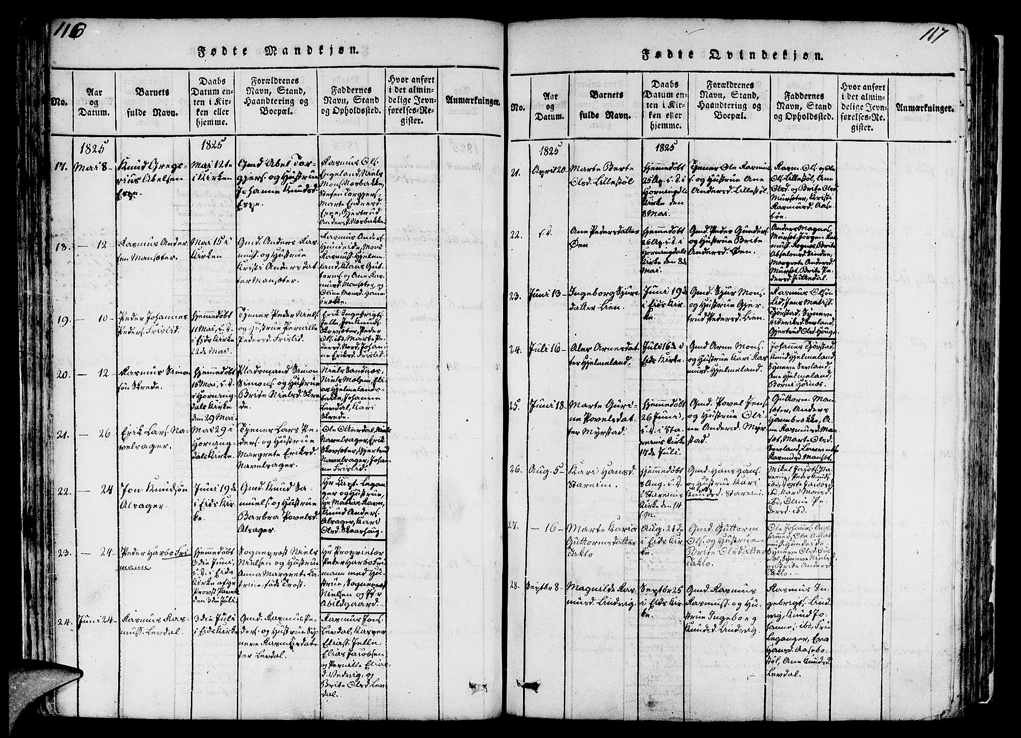 Eid sokneprestembete, AV/SAB-A-82301/H/Haa/Haaa/L0005: Parish register (official) no. A 5, 1816-1830, p. 116-117