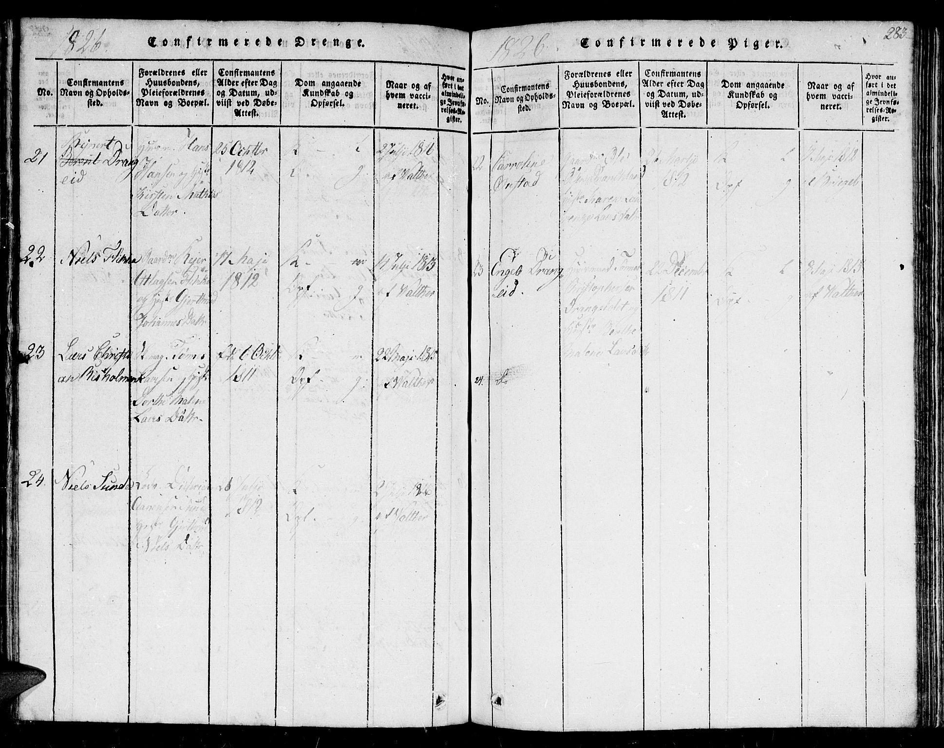 Flekkefjord sokneprestkontor, AV/SAK-1111-0012/F/Fb/Fbc/L0003: Parish register (copy) no. B 3, 1815-1826, p. 283