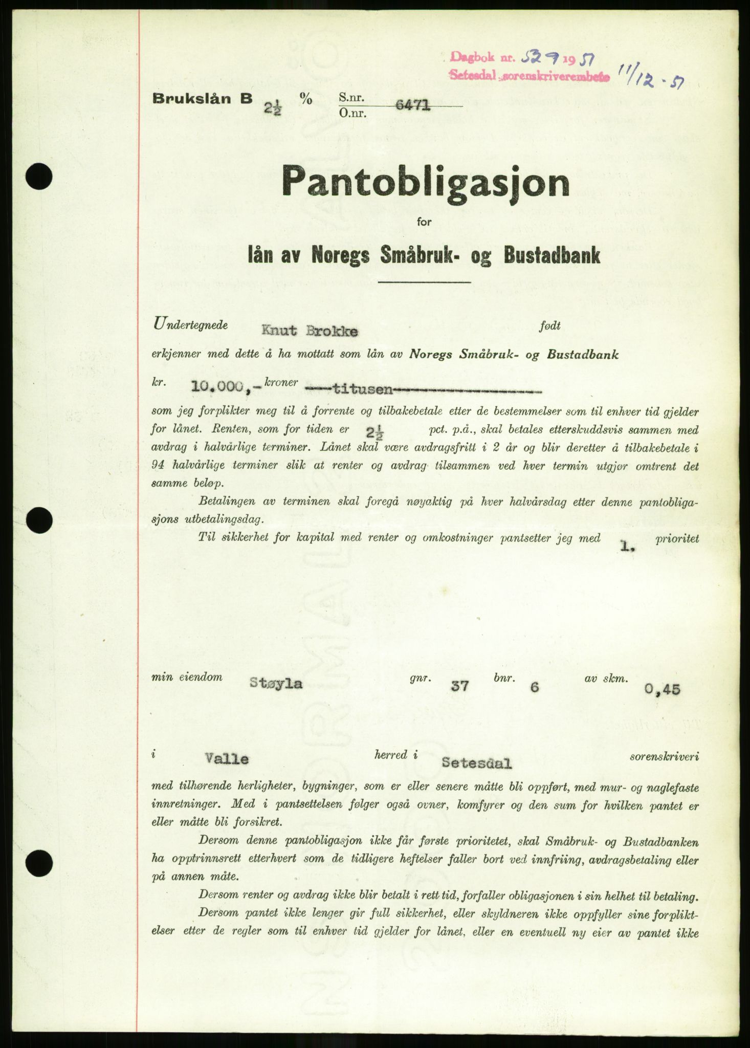 Setesdal sorenskriveri, SAK/1221-0011/G/Gb/L0050: Mortgage book no. B 38, 1949-1952, Diary no: : 529/1951