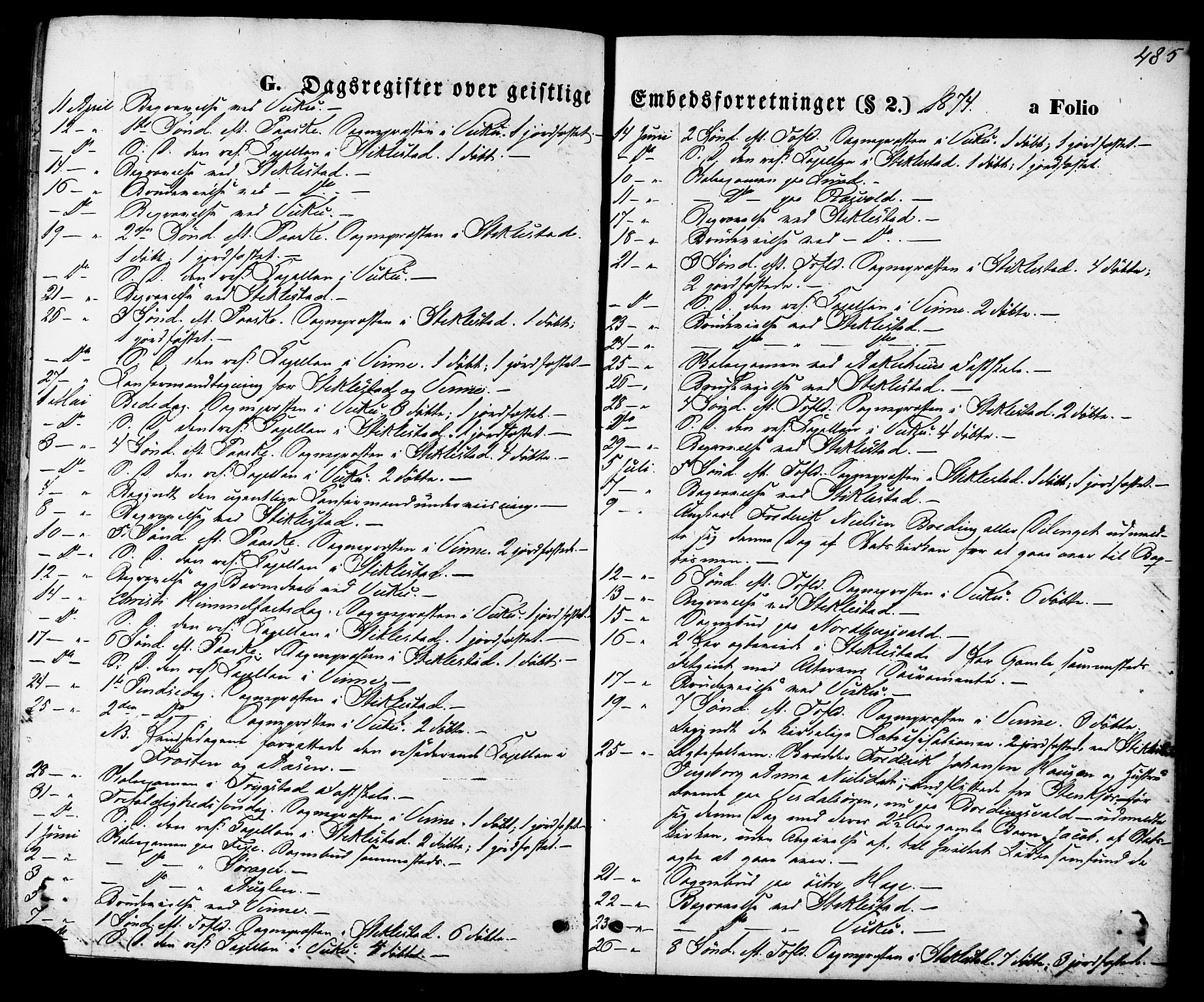 Ministerialprotokoller, klokkerbøker og fødselsregistre - Nord-Trøndelag, SAT/A-1458/723/L0242: Parish register (official) no. 723A11, 1870-1880, p. 485