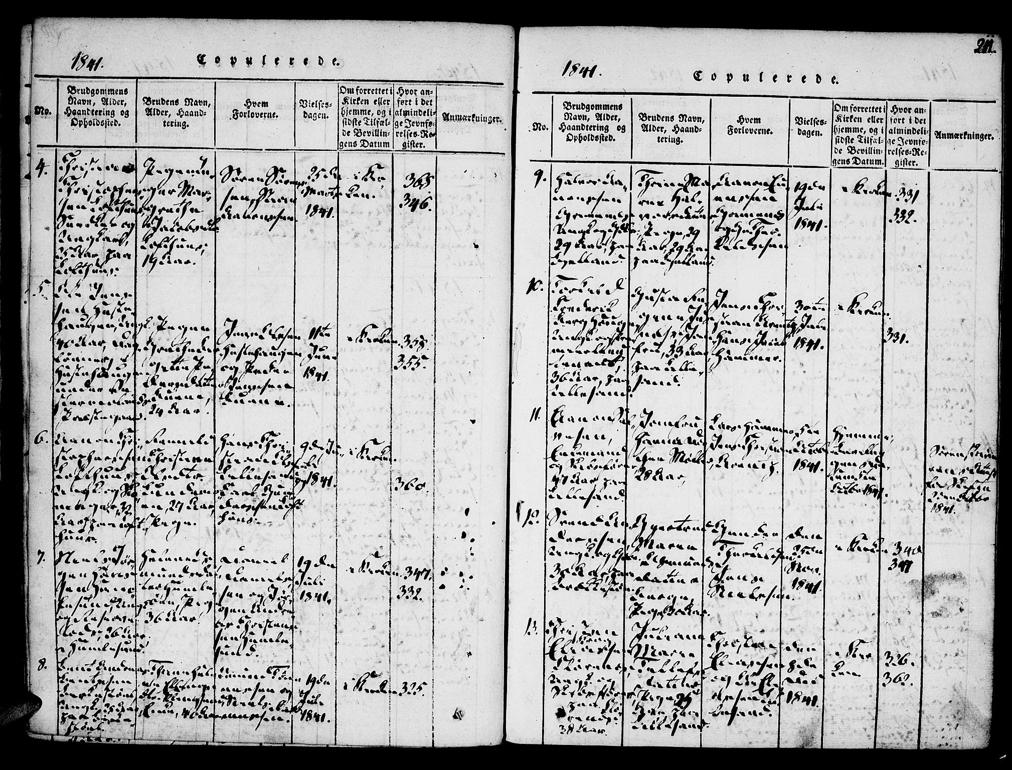 Vestre Moland sokneprestkontor, AV/SAK-1111-0046/F/Fa/Fab/L0003: Parish register (official) no. A 3, 1816-1843, p. 211