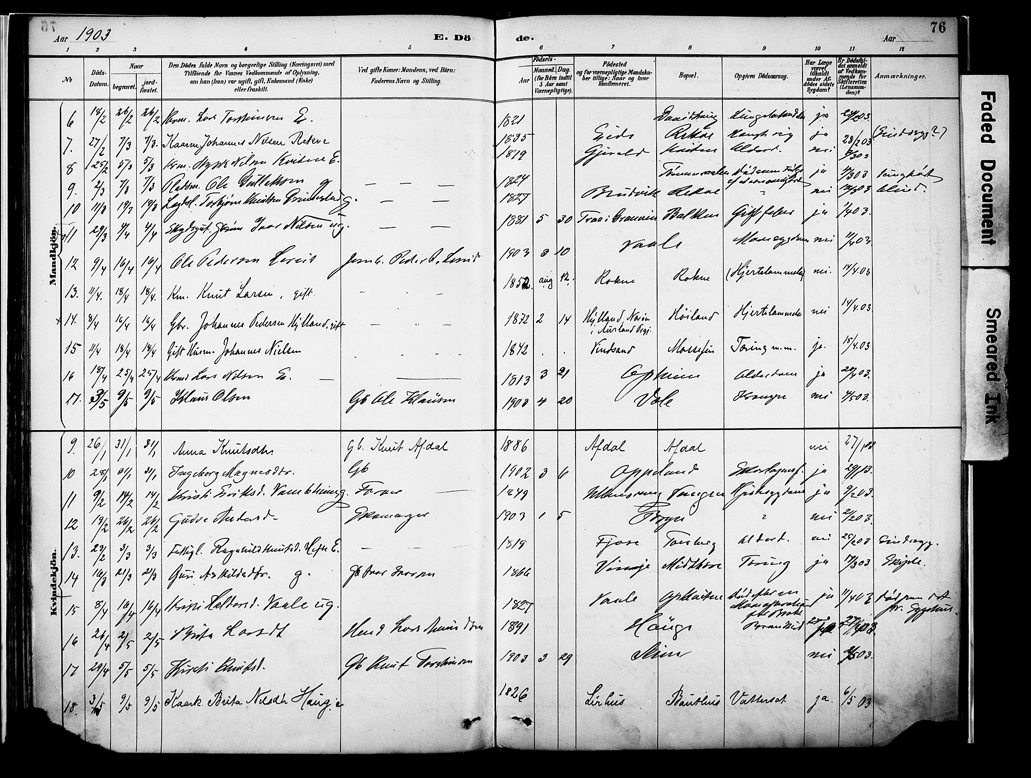 Voss sokneprestembete, AV/SAB-A-79001/H/Haa: Parish register (official) no. A 22, 1887-1909, p. 76