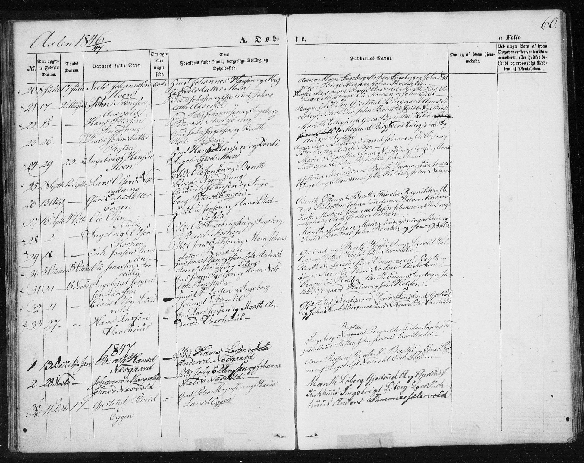 Ministerialprotokoller, klokkerbøker og fødselsregistre - Sør-Trøndelag, SAT/A-1456/685/L0965: Parish register (official) no. 685A06 /3, 1846-1859, p. 60