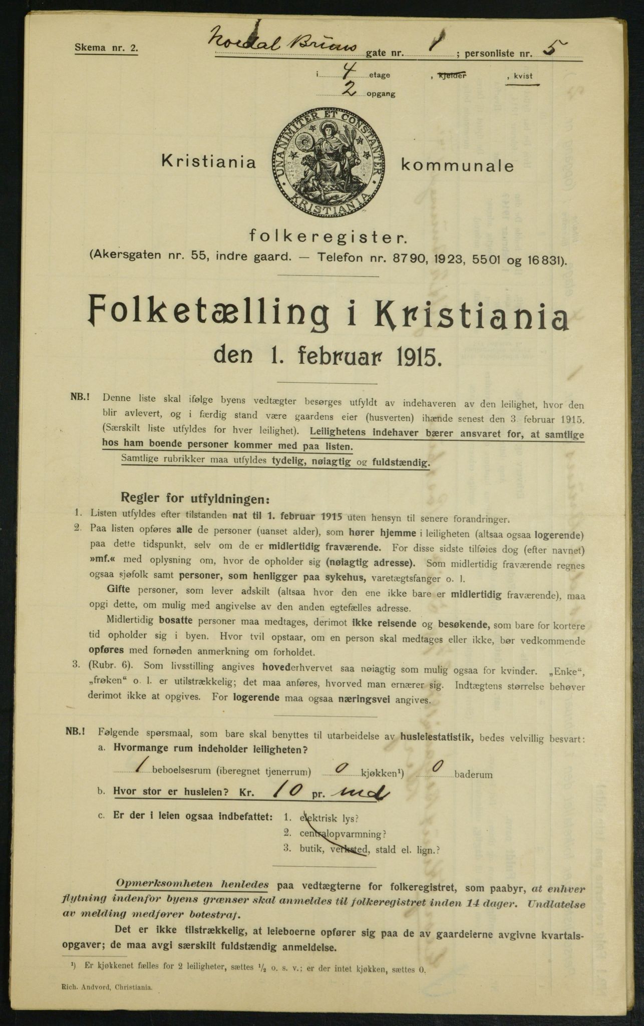 OBA, Municipal Census 1915 for Kristiania, 1915, p. 71557