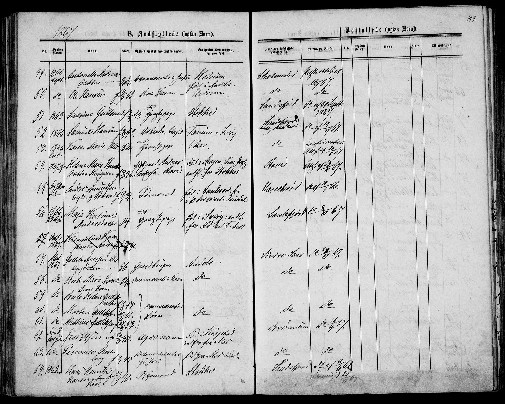 Sandar kirkebøker, AV/SAKO-A-243/F/Fa/L0009: Parish register (official) no. 9, 1862-1871, p. 199