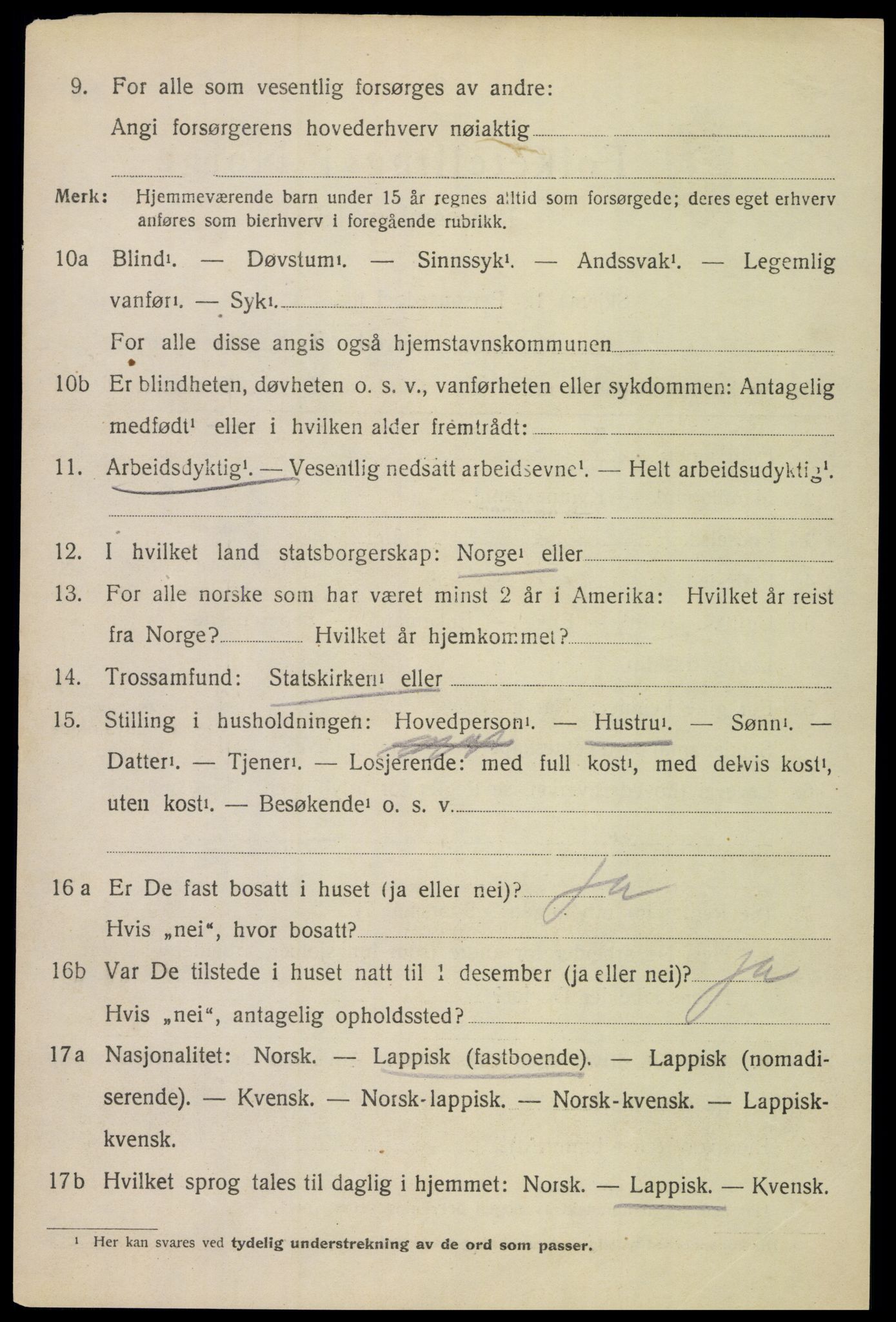 SAT, 1920 census for Evenes, 1920, p. 10825