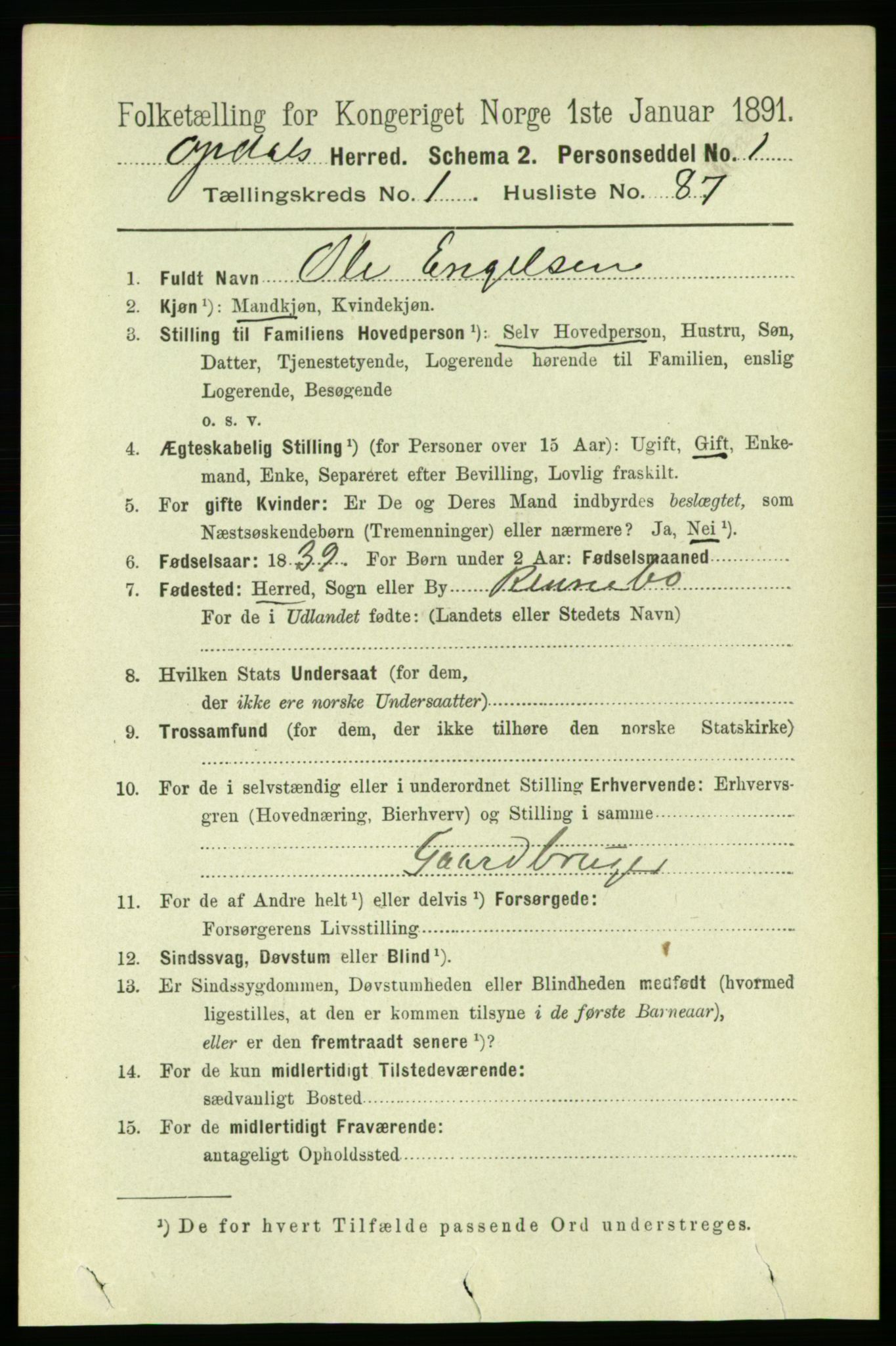 RA, 1891 census for 1634 Oppdal, 1891, p. 646