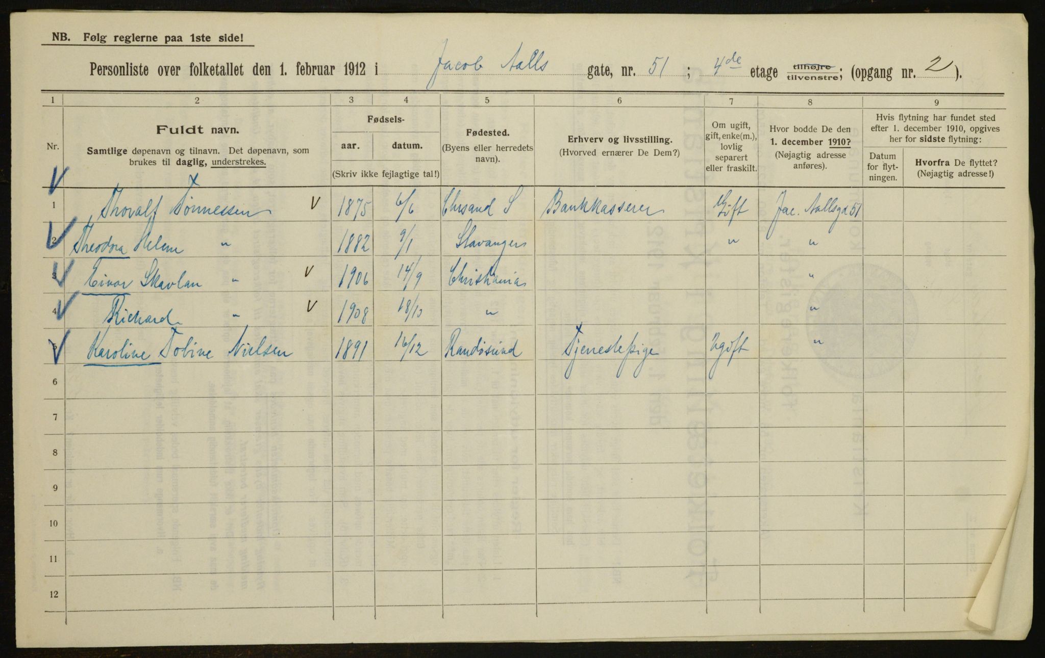 OBA, Municipal Census 1912 for Kristiania, 1912, p. 45750