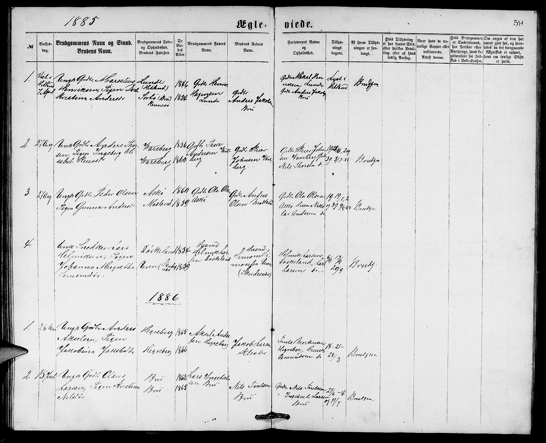 Rennesøy sokneprestkontor, SAST/A -101827/H/Ha/Hab/L0005: Parish register (copy) no. B 5, 1871-1890, p. 59