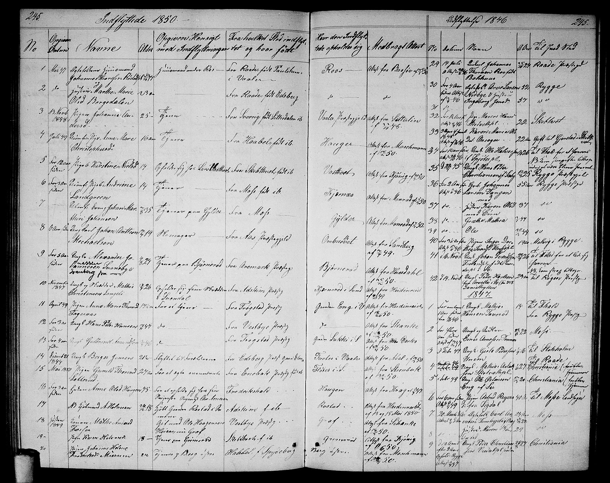 Våler prestekontor Kirkebøker, SAO/A-11083/G/Ga/L0002: Parish register (copy) no. I 2, 1839-1860, p. 245