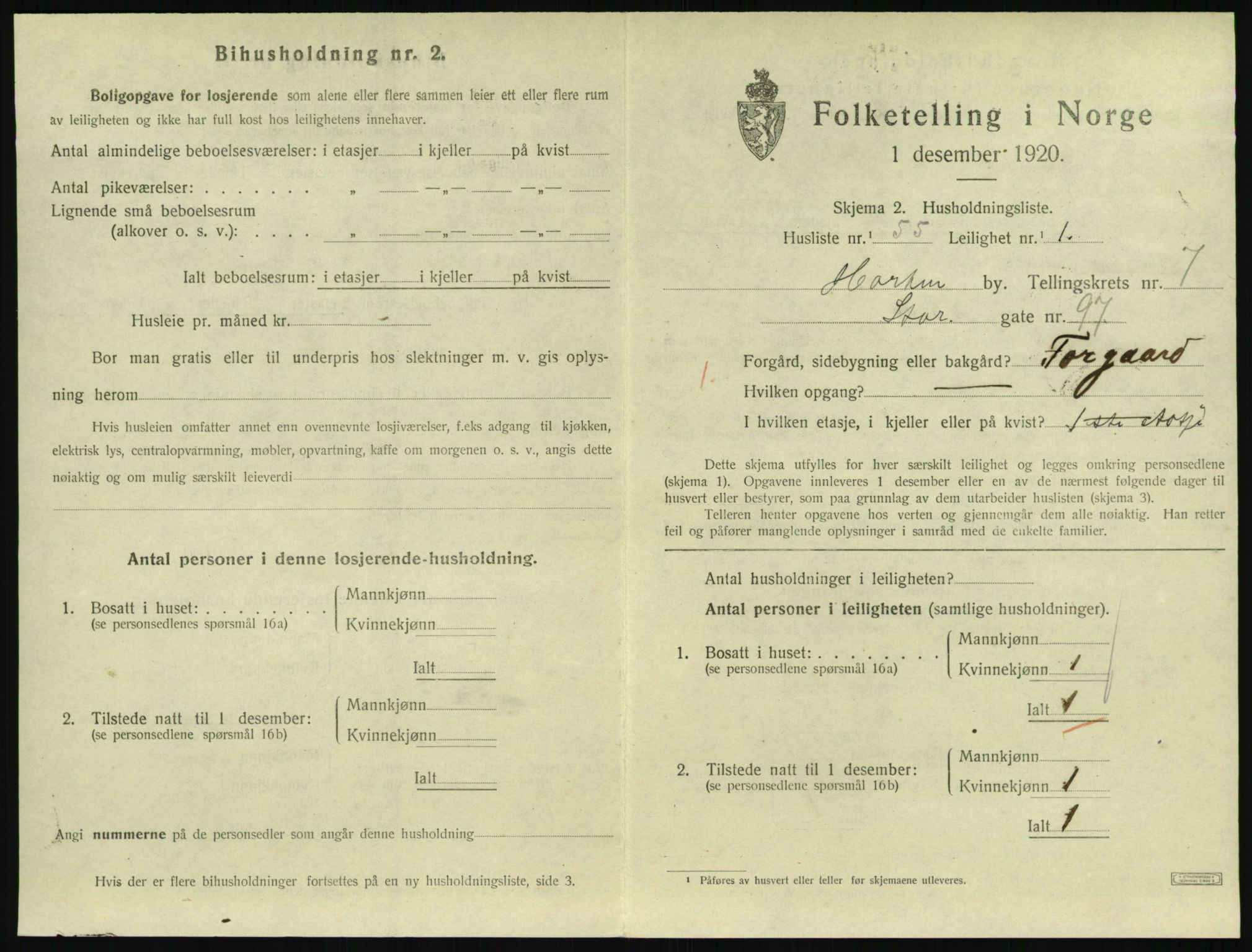 SAKO, 1920 census for Horten, 1920, p. 7413