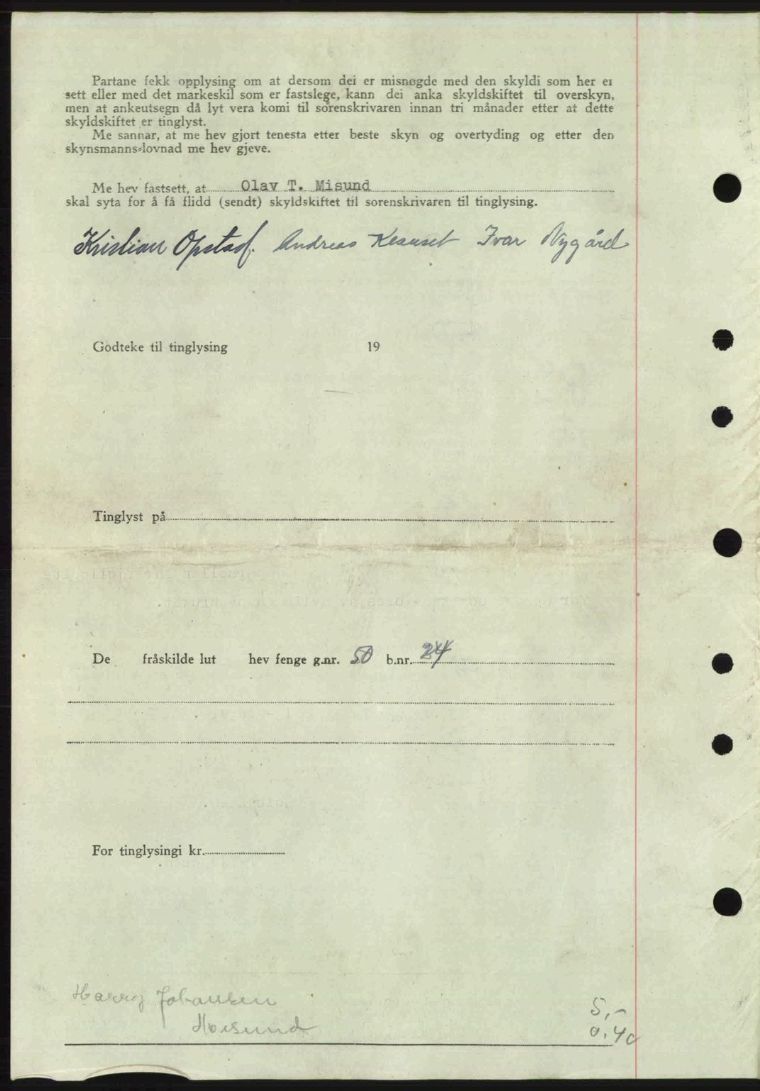 Romsdal sorenskriveri, SAT/A-4149/1/2/2C: Mortgage book no. A19, 1946-1946, Diary no: : 24/1946