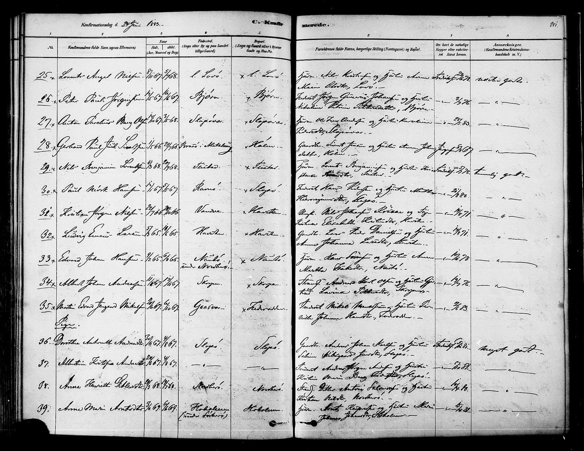 Ministerialprotokoller, klokkerbøker og fødselsregistre - Nordland, AV/SAT-A-1459/834/L0507: Parish register (official) no. 834A05, 1878-1892, p. 251