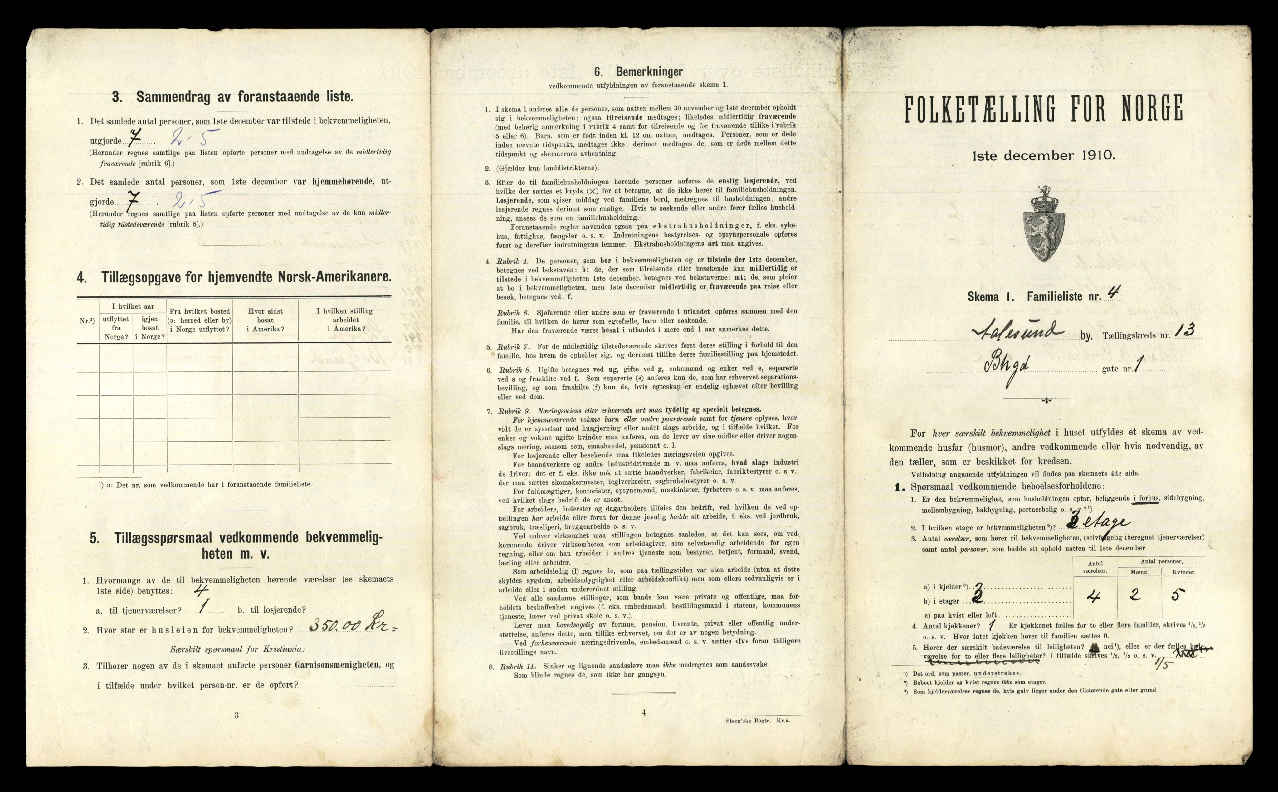 RA, 1910 census for Ålesund, 1910, p. 4765