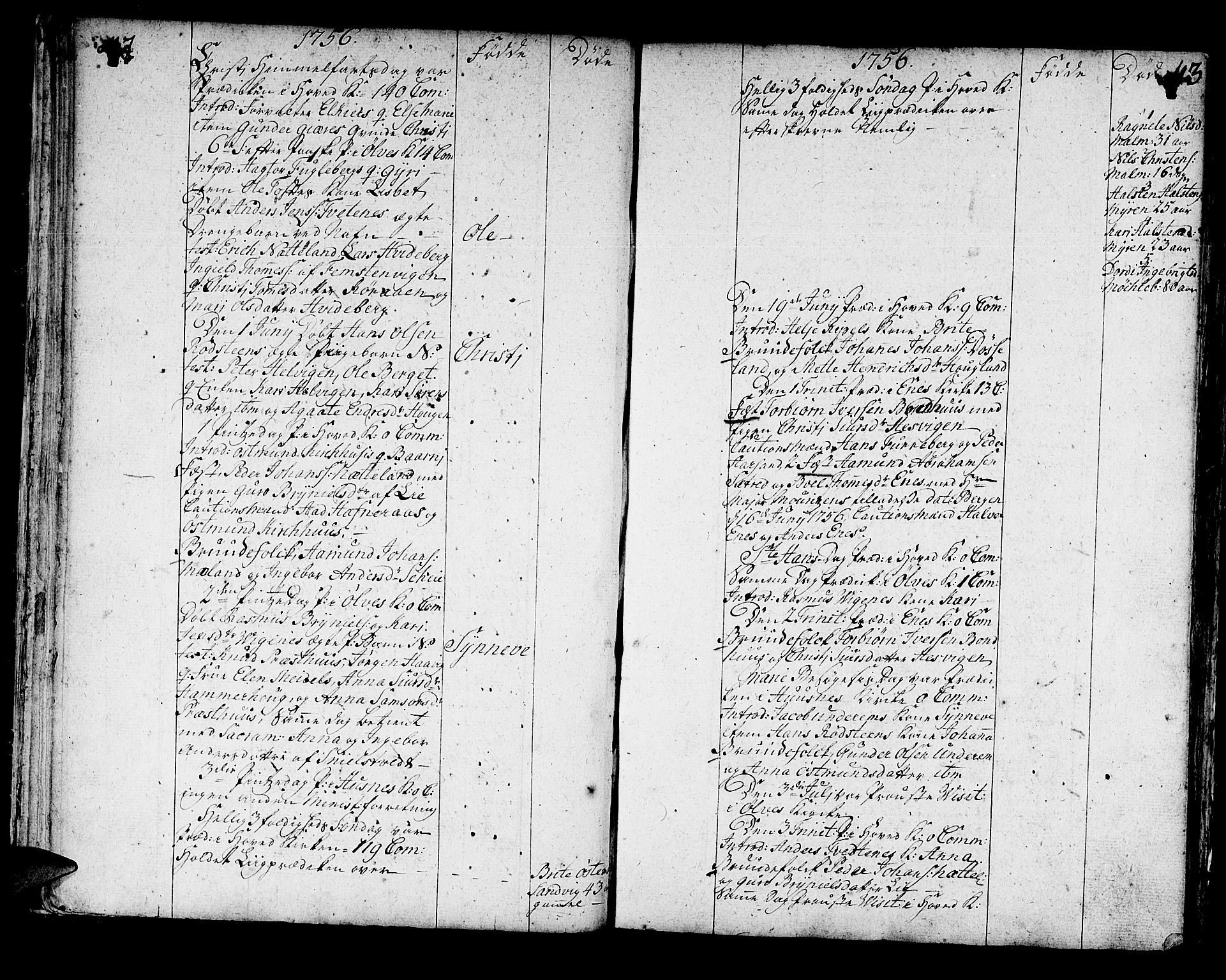 Kvinnherad sokneprestembete, SAB/A-76401/H/Haa: Parish register (official) no. A 3, 1754-1777, p. 42-43