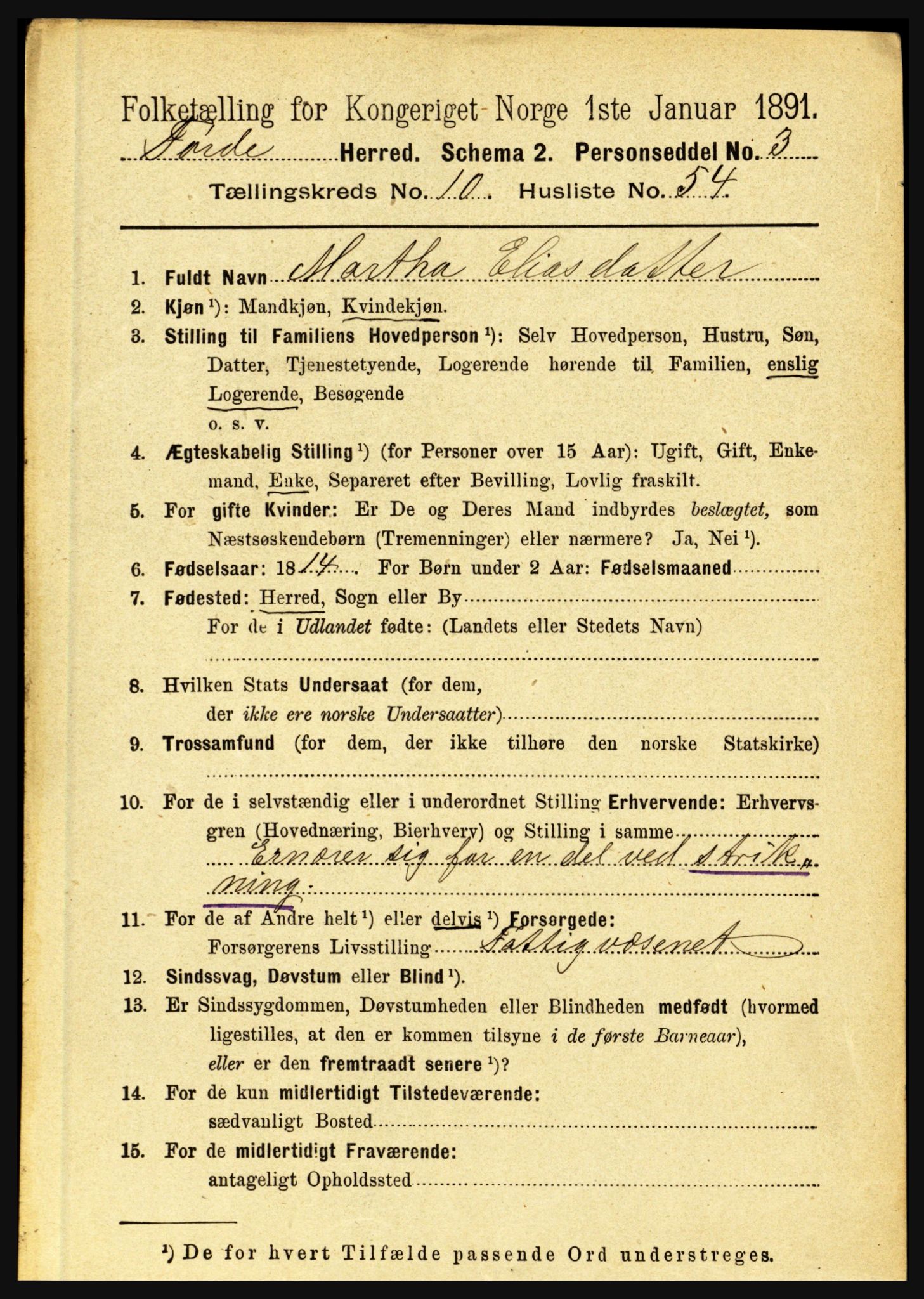 RA, 1891 census for 1432 Førde, 1891, p. 3962