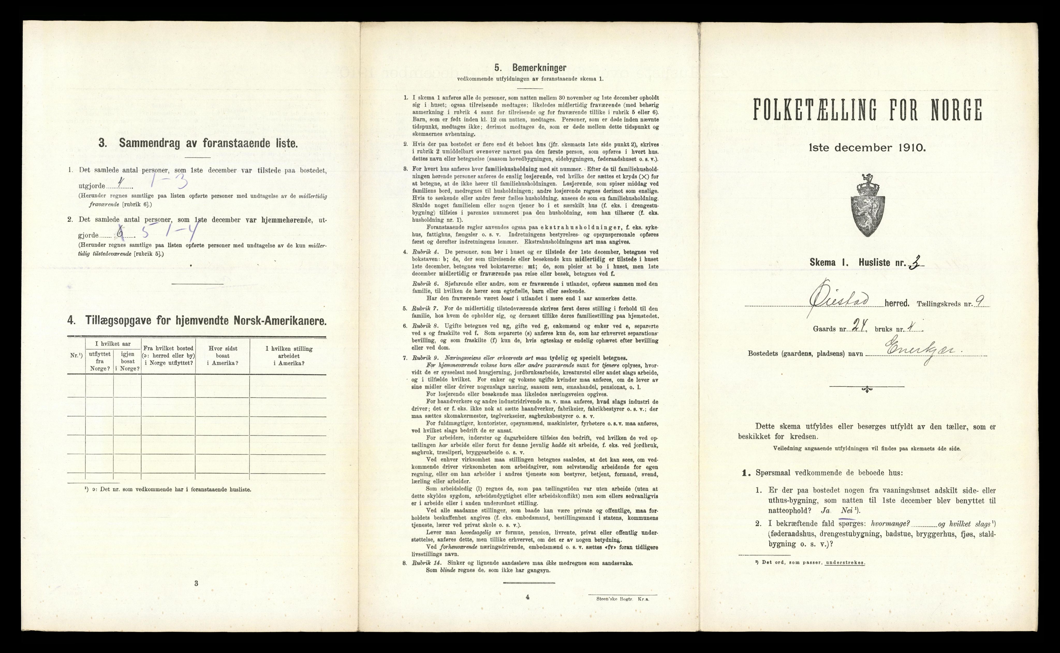 RA, 1910 census for Øyestad, 1910, p. 1430