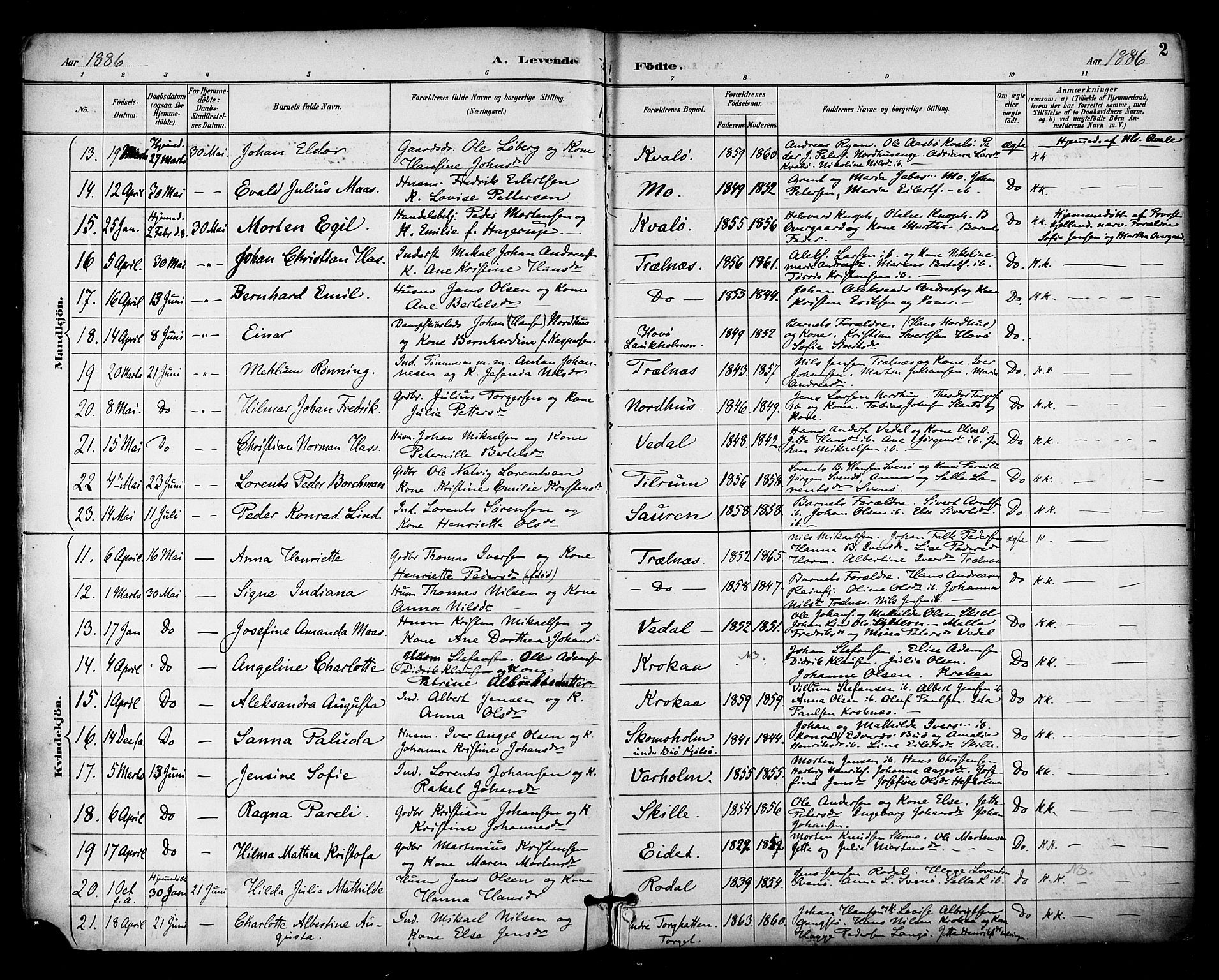 Ministerialprotokoller, klokkerbøker og fødselsregistre - Nordland, SAT/A-1459/813/L0200: Parish register (official) no. 813A10, 1886-1900, p. 2