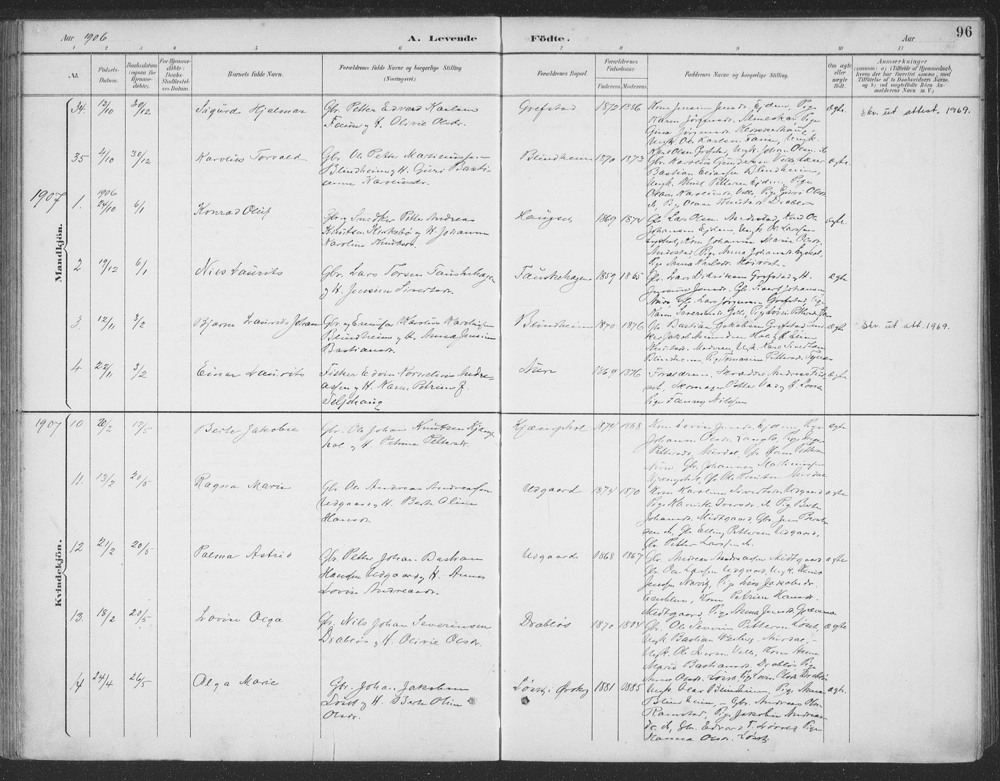 Ministerialprotokoller, klokkerbøker og fødselsregistre - Møre og Romsdal, AV/SAT-A-1454/523/L0335: Parish register (official) no. 523A02, 1891-1911, p. 96