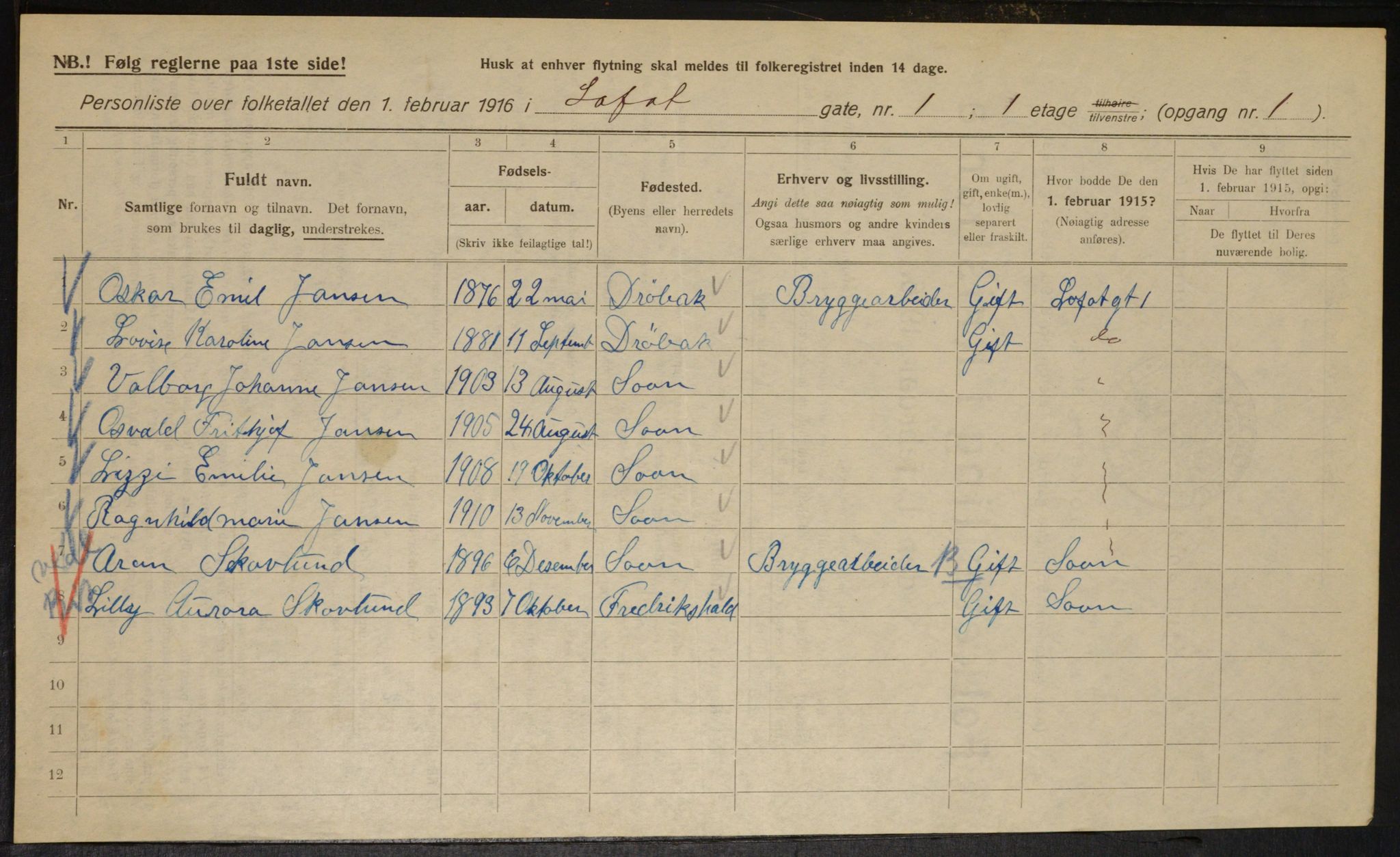 OBA, Municipal Census 1916 for Kristiania, 1916, p. 59702