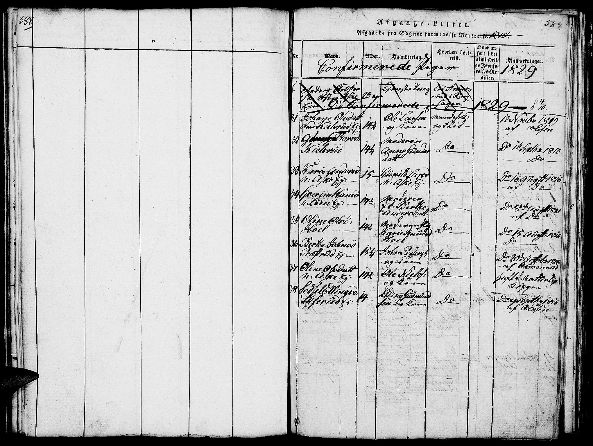 Nes prestekontor, Hedmark, AV/SAH-PREST-020/L/La/L0003: Parish register (copy) no. 3, 1814-1831, p. 588-589