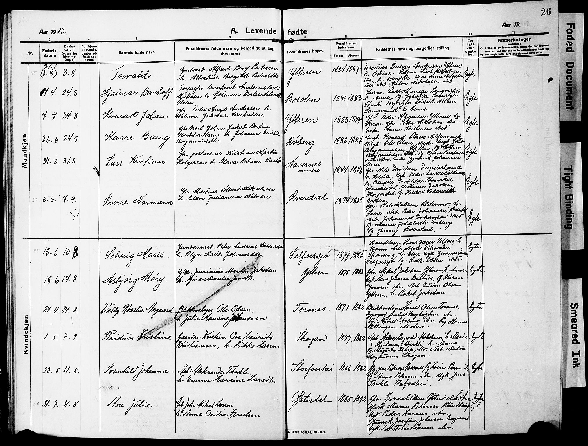 Ministerialprotokoller, klokkerbøker og fødselsregistre - Nordland, AV/SAT-A-1459/827/L0423: Parish register (copy) no. 827C12, 1912-1930, p. 26