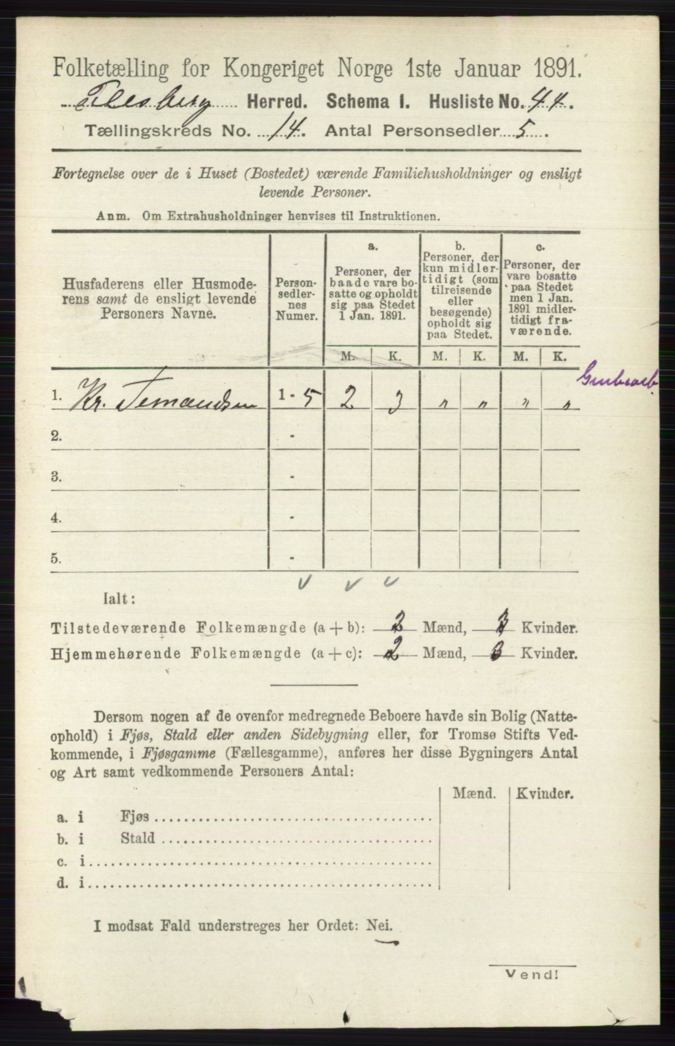 RA, 1891 census for 0631 Flesberg, 1891, p. 2450